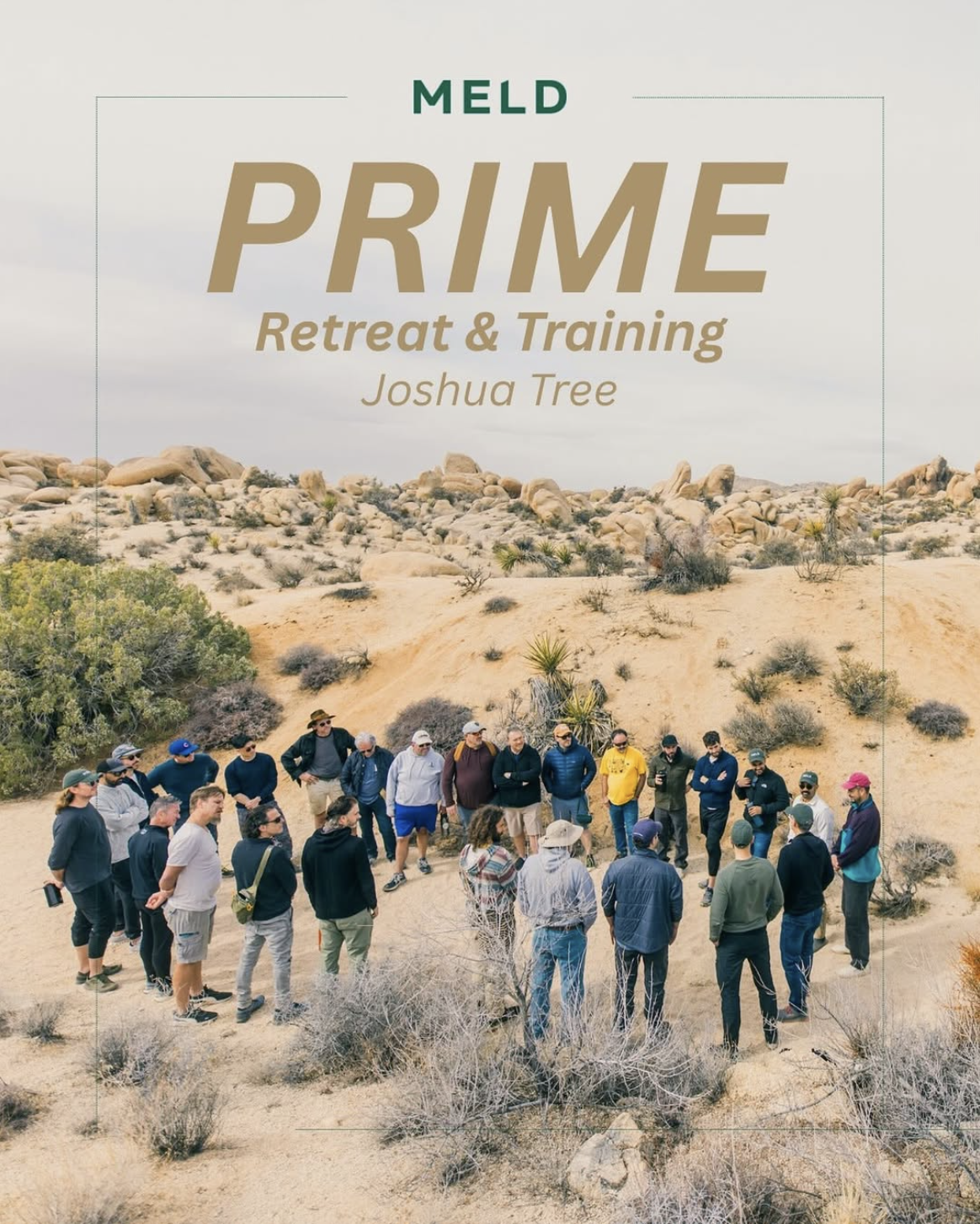 A flyer for MELD Prime is a 4-day somatic training retreat for men.