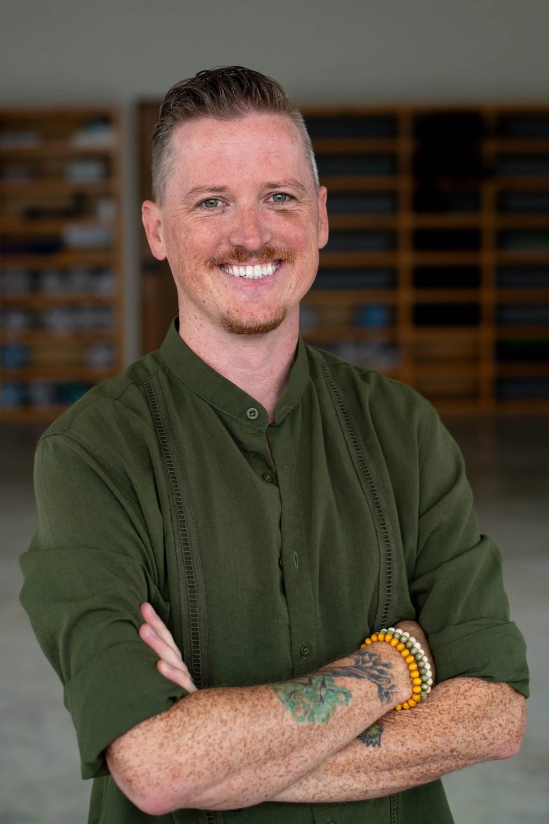 Men's Coach, Brent Boeckman, smiles at the camera at SHIFT Men's Retreat, a men's healing retreat in Baja California, Mexico.