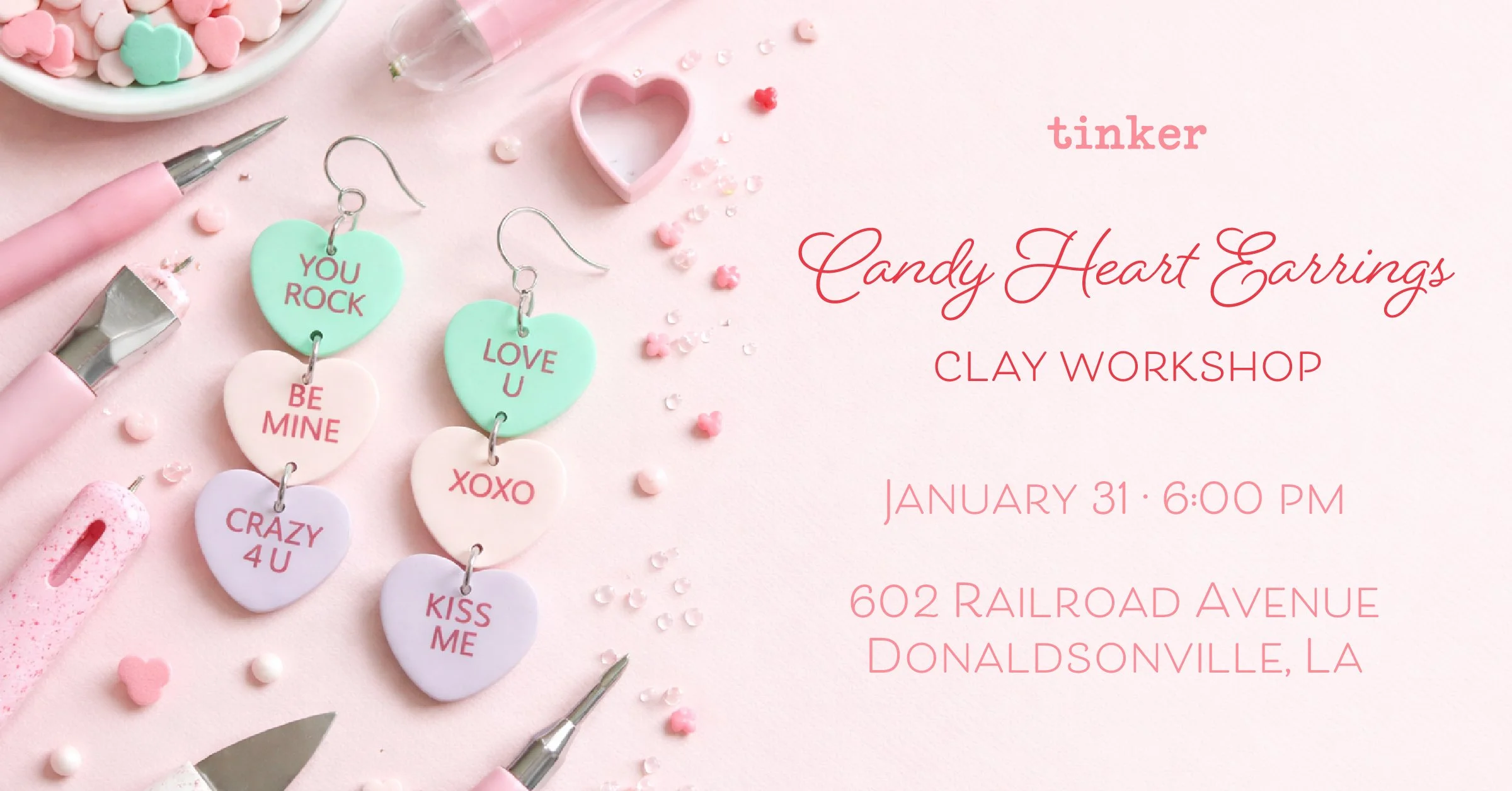 Candy Heart Earrings Clay Workshop