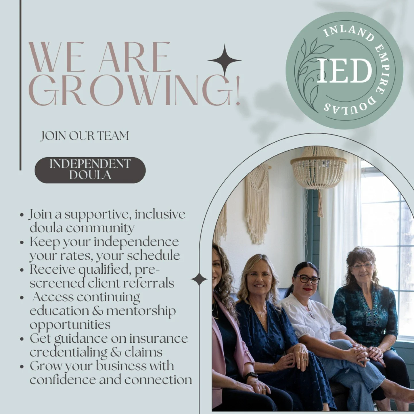 🌟 Exciting news, everyone! 🌟 We are thrilled to announce that our Socal Doulas , formerly known as Inland Empire Doulas, is expanding! This is a unique opportunity for passionate and dedicated Doulas to join a supportive community that is all about