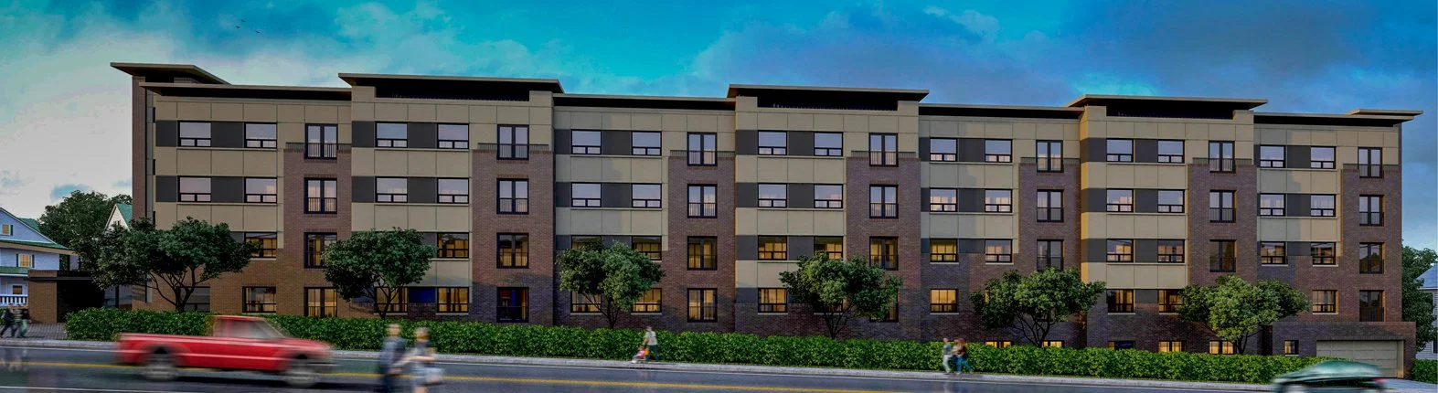 exterior rendering, multifamily, architecture, visualization