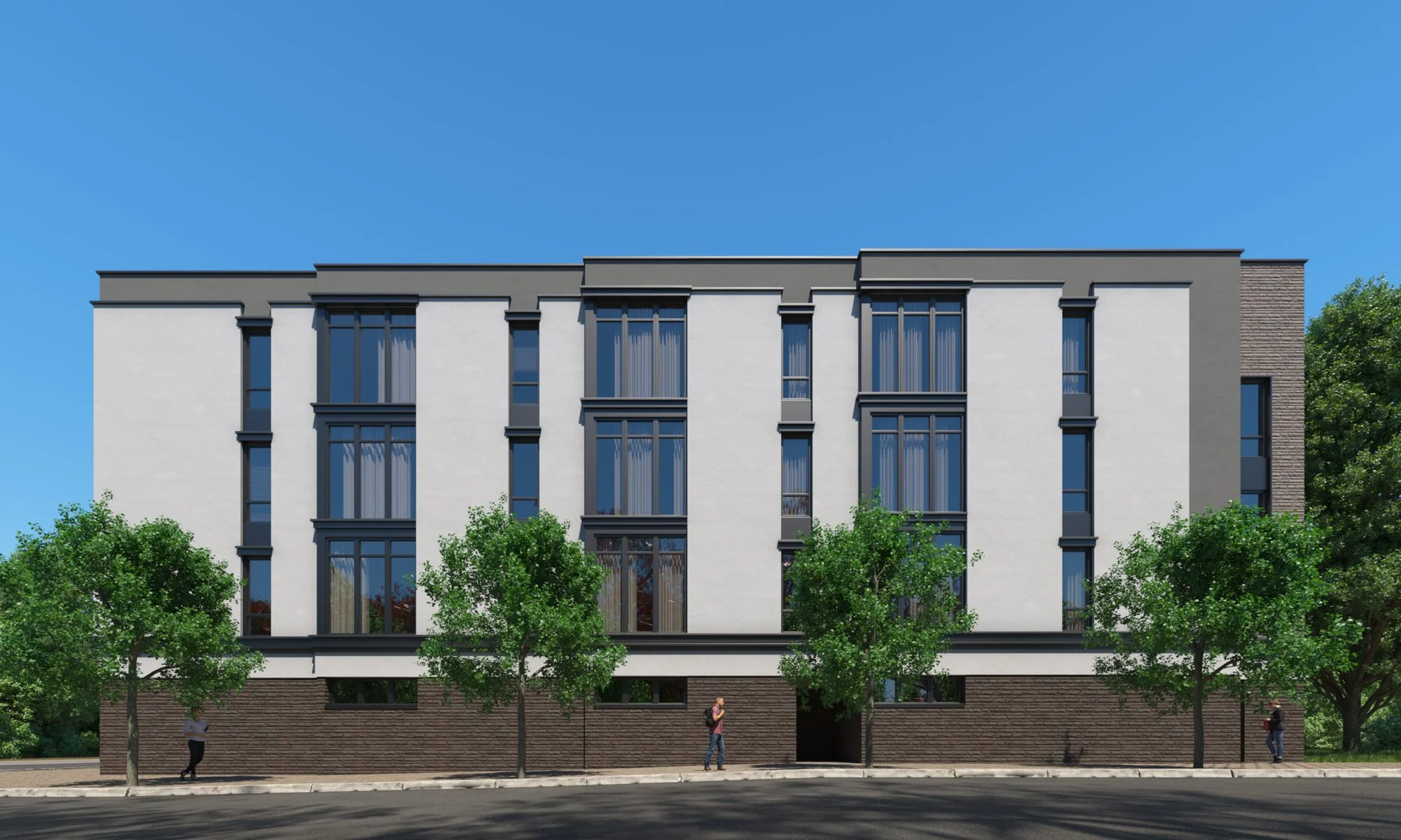 exterior rendering, multifamily, architecture, visualization