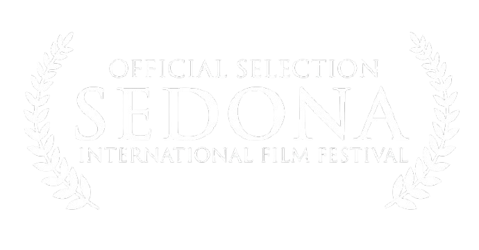 Official selection logo for the Sedona International Film Festival, with laurel branches on each side and white text on a black background.