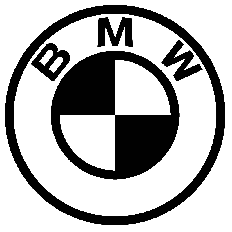 Black and white BMW logo with the letters B, M, and W around a quartered circle symbol.