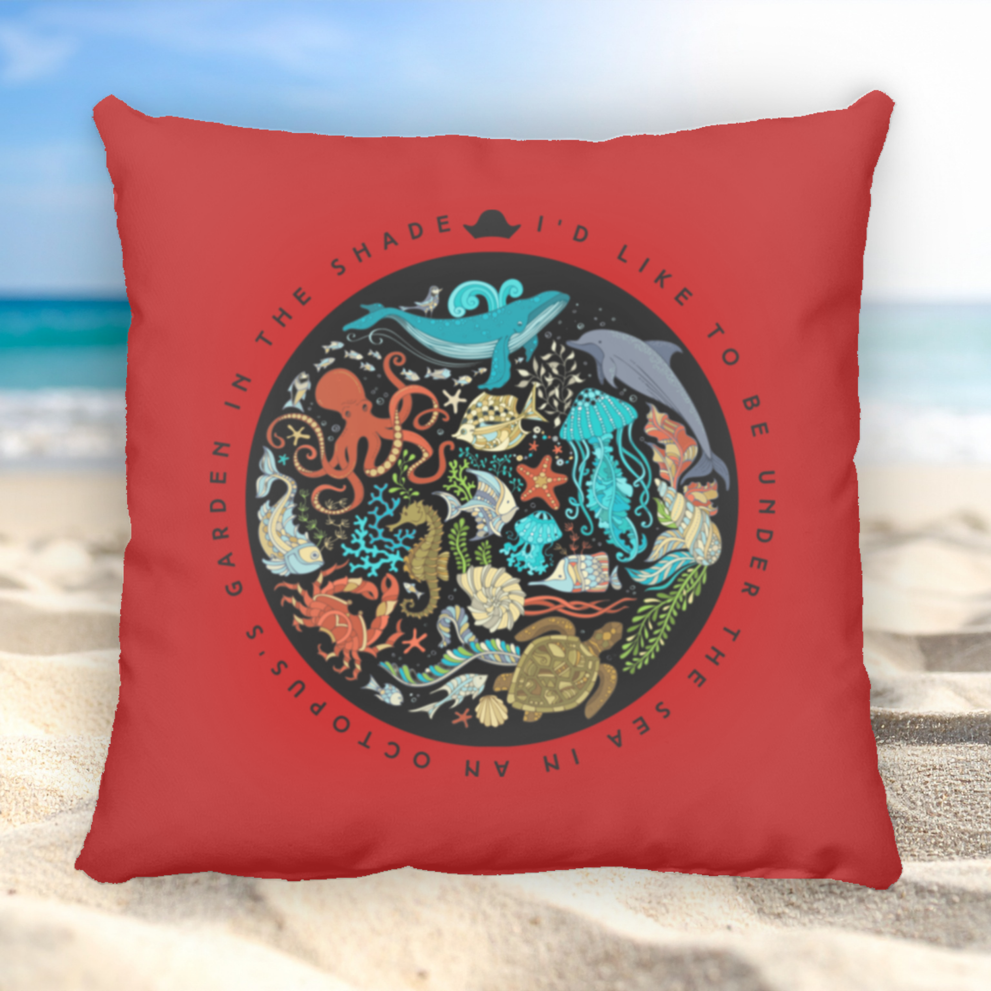 Octopus's Garden Throw Pillow Mock Up In Red.png