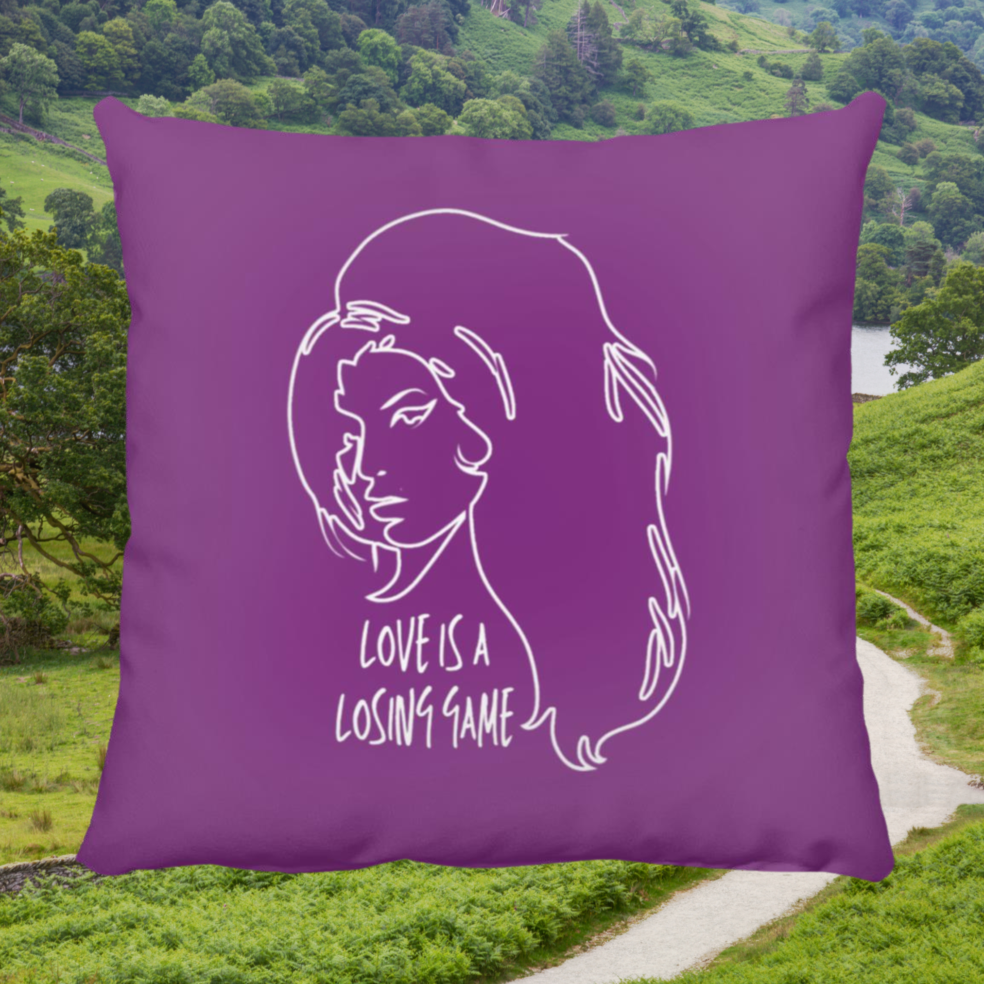 Amy Winehouse Love Is A Losing Game Throw Pillow In Purple.png