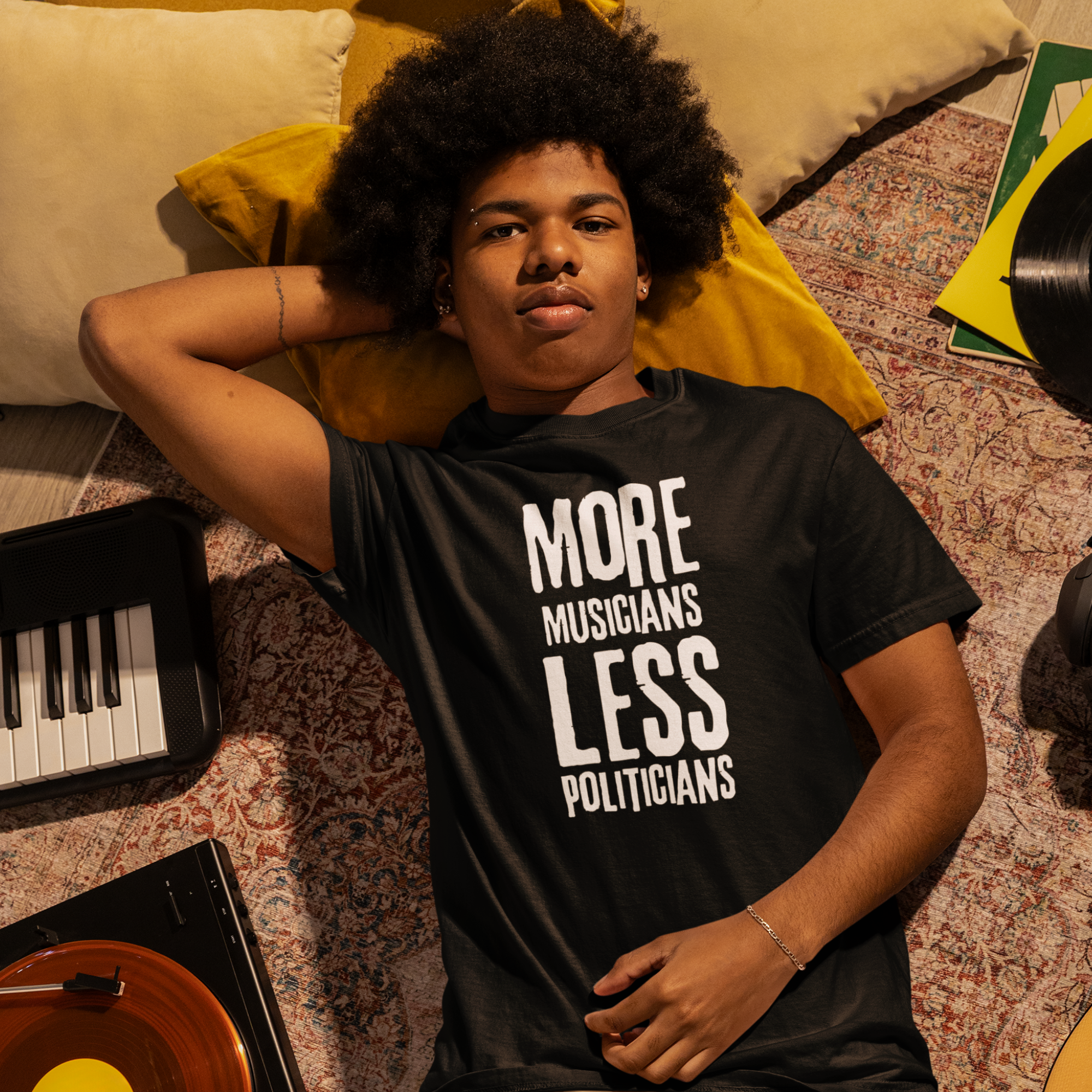 More Musicians Less Politicians T-Shirt In Black.png