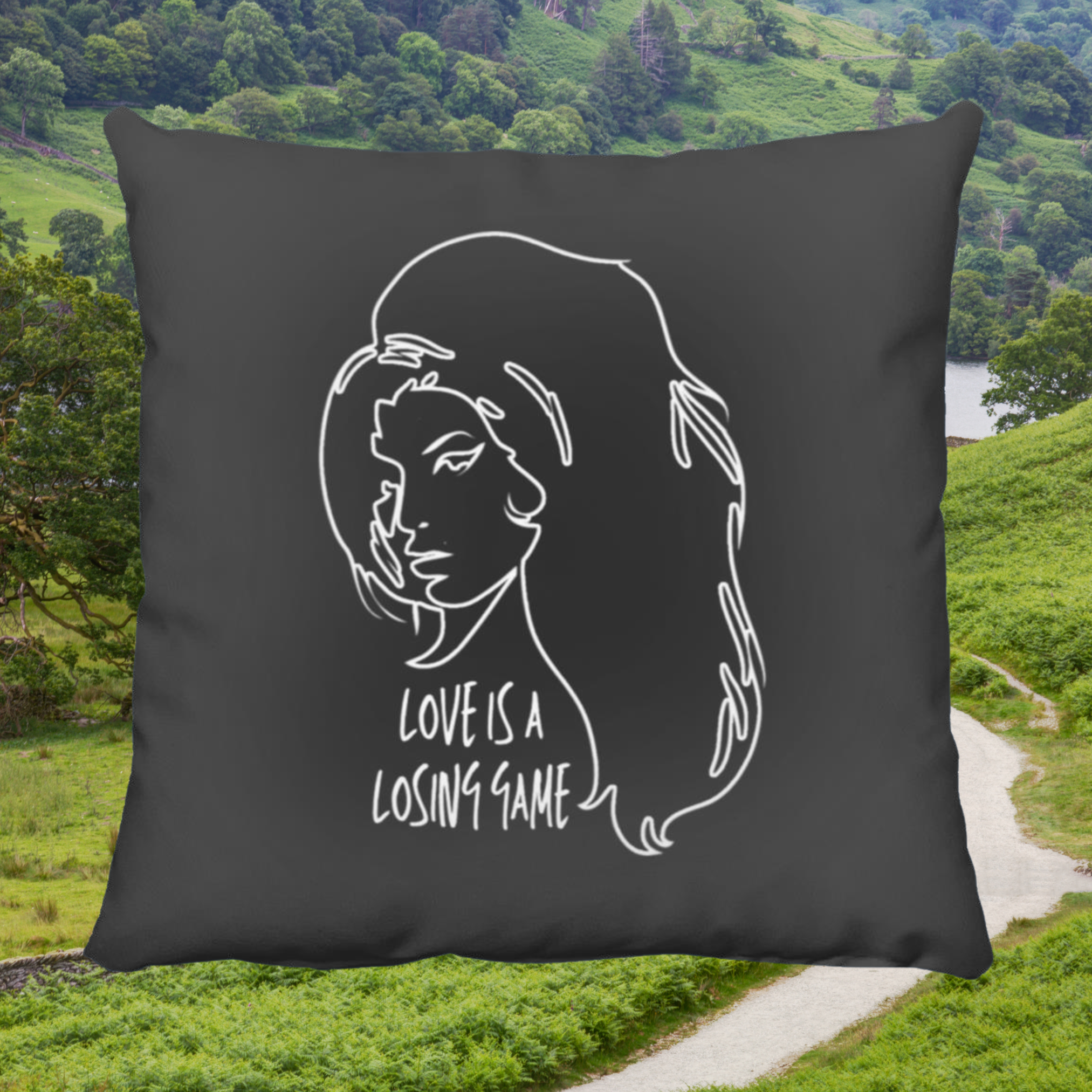 Amy Winehouse Love Is A Losing Game Throw Pillow In Black.png