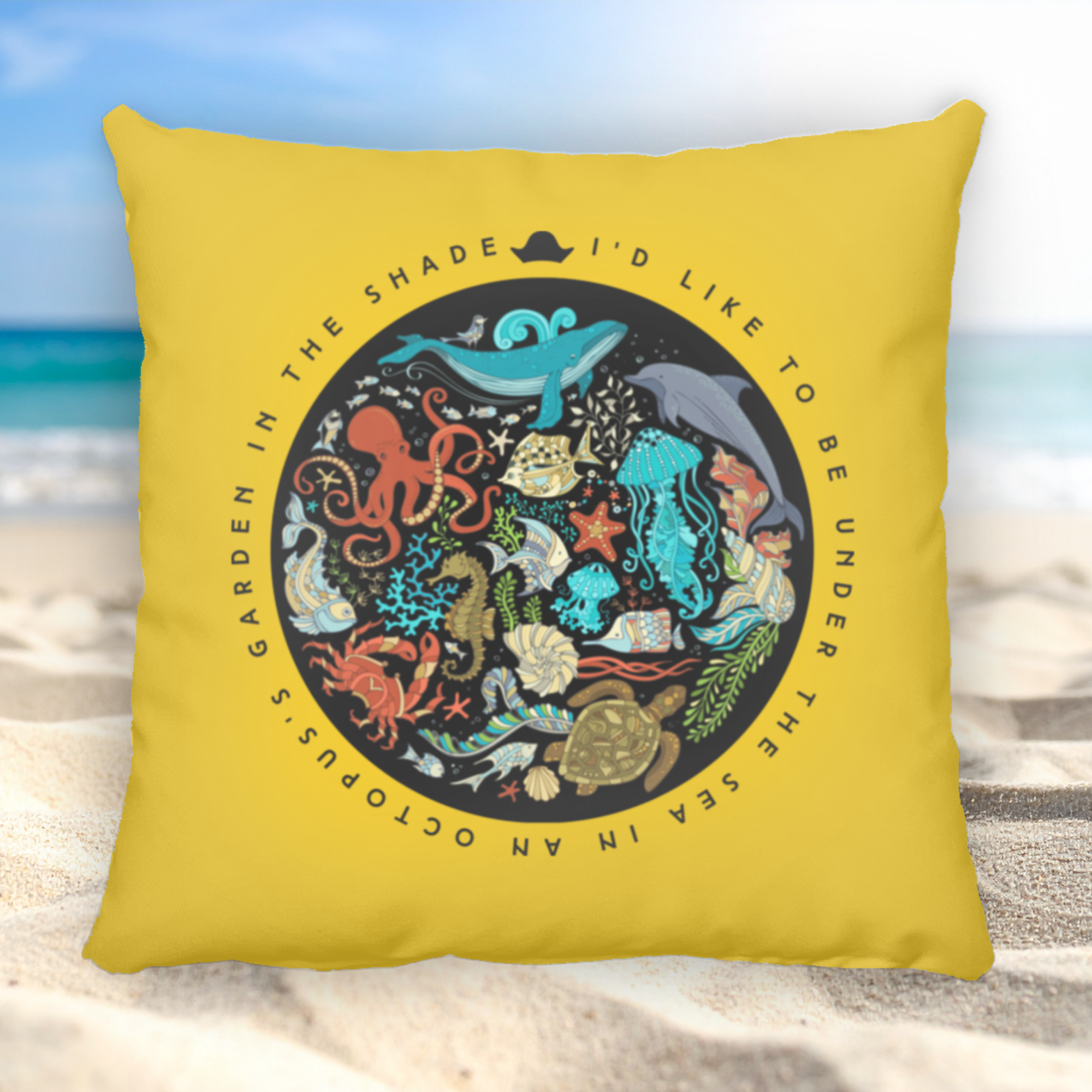 Octopus's Garden Throw Pillow Mock Up In Gold.png