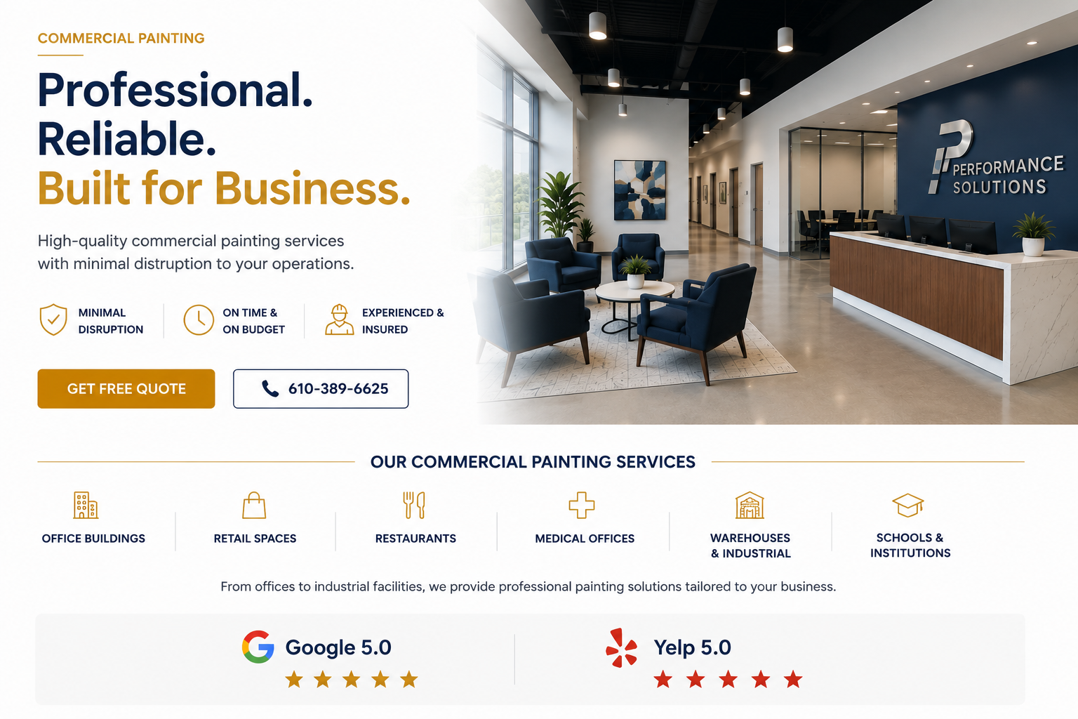 Commercial Painters serve Office Buildings, Retail Spaces, Restaurants, Medical Offices, Warehouses, Medical and Institutional buildings in Cinnaminson, NJ