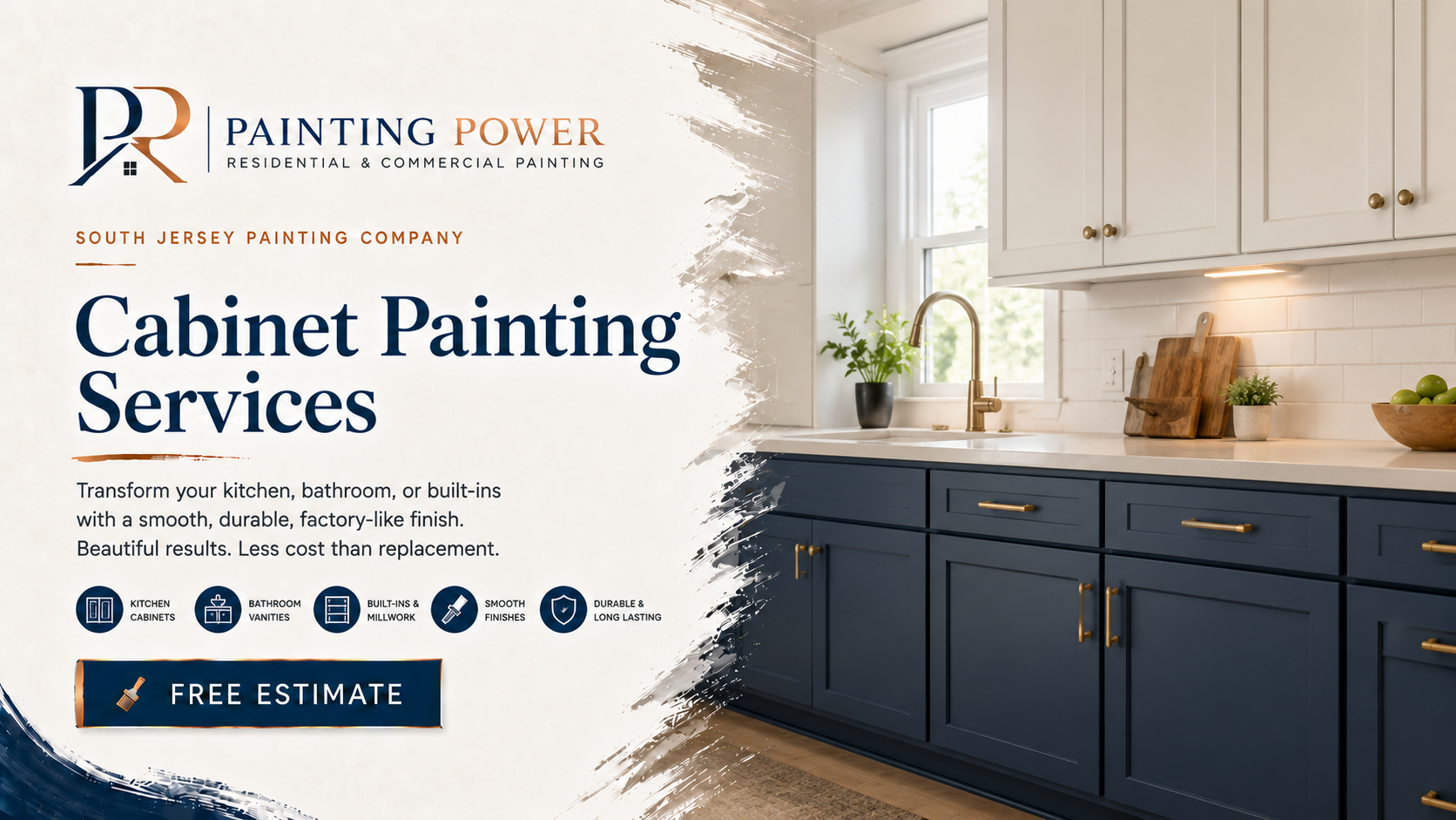 Professional cabinet painting services for kitchen cabinets and built-ins in South Jersey