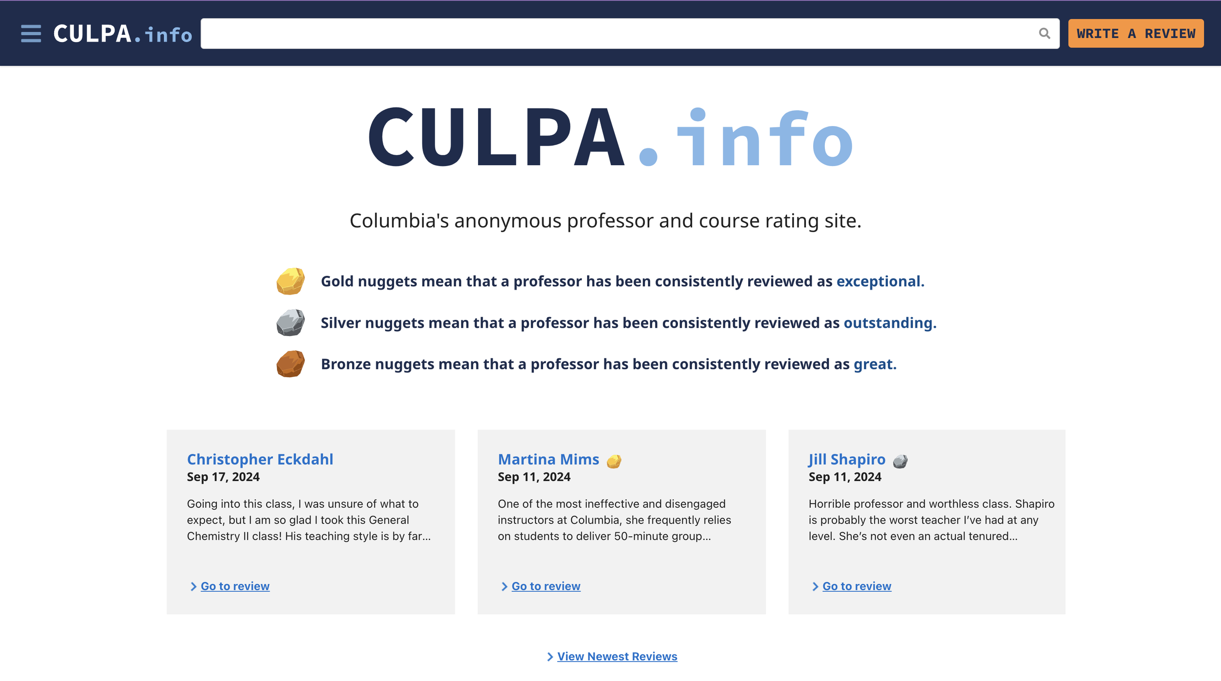 CULPA - professor review platform