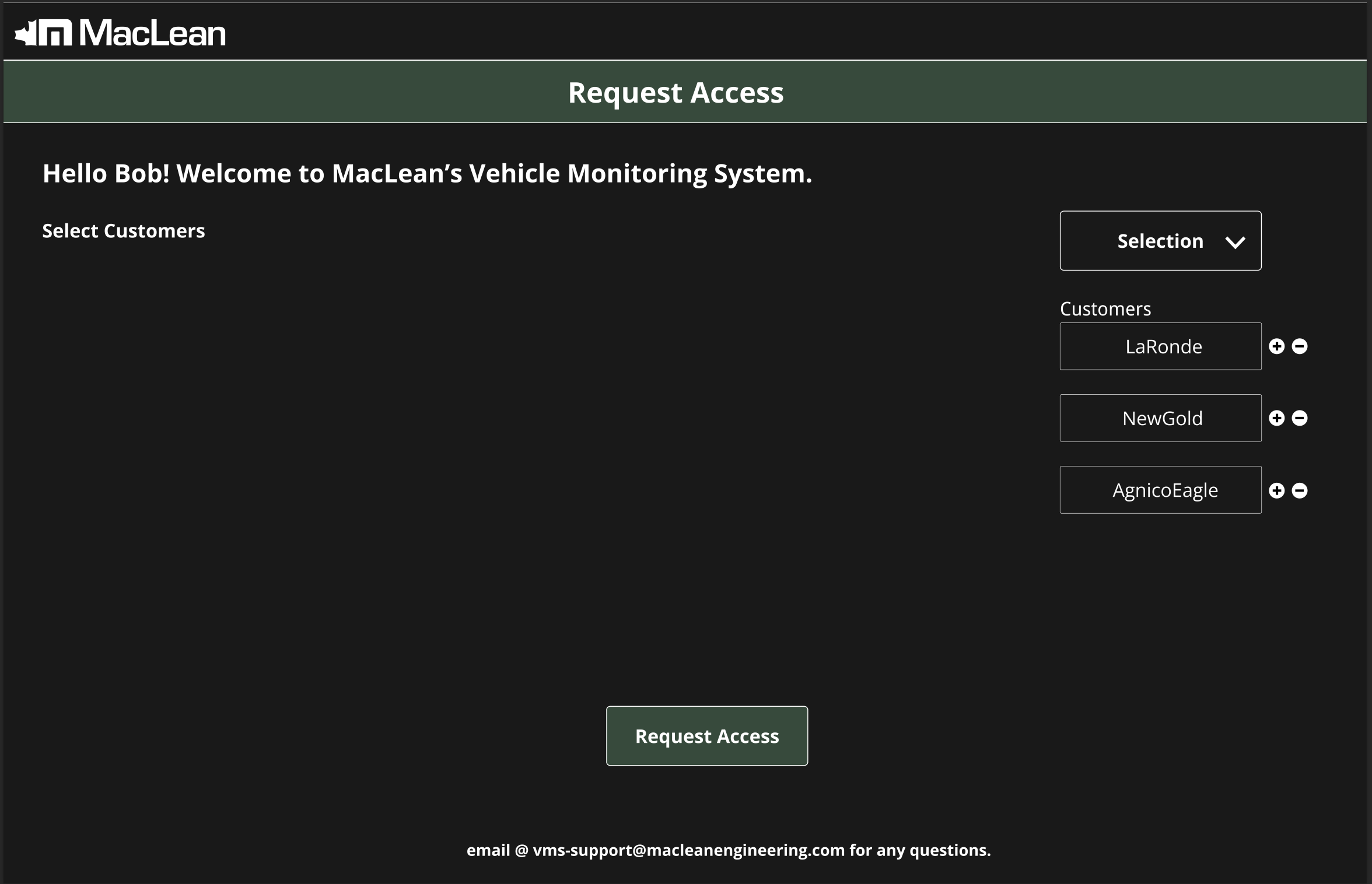 Request access for new users