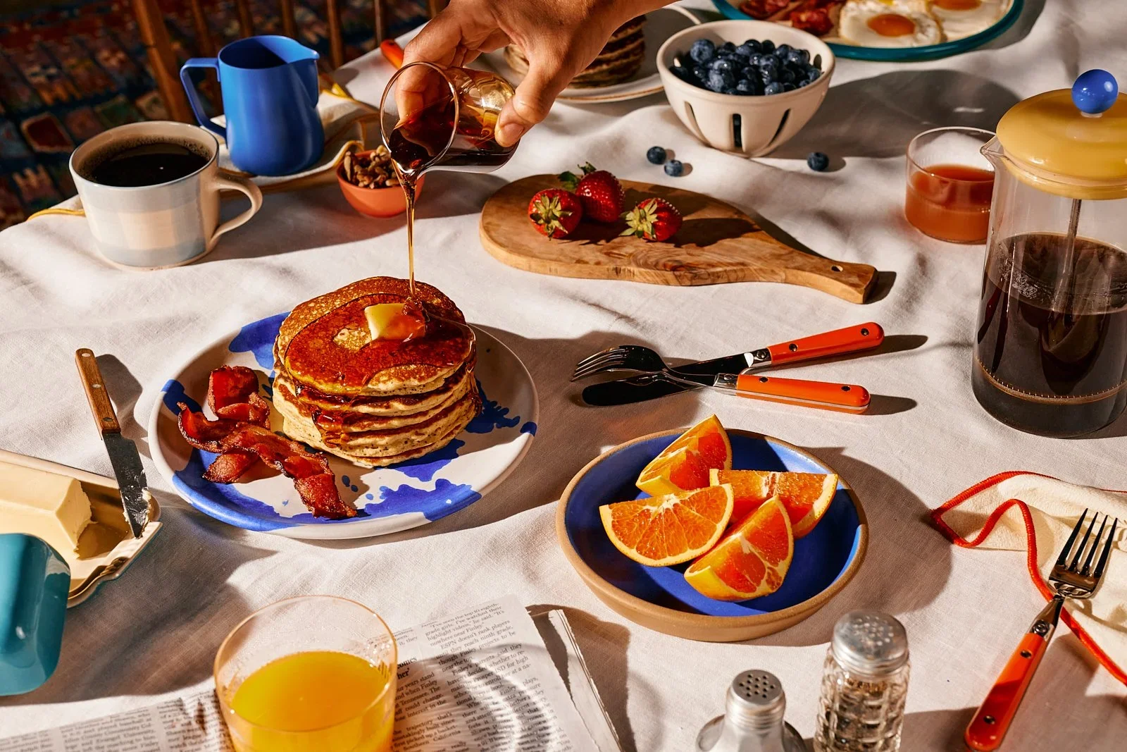 Long Table Pancakes product photoshoot in Austin, Texas. Images by Mackenzie Smith photographer. Production coordinator was Janai Cano