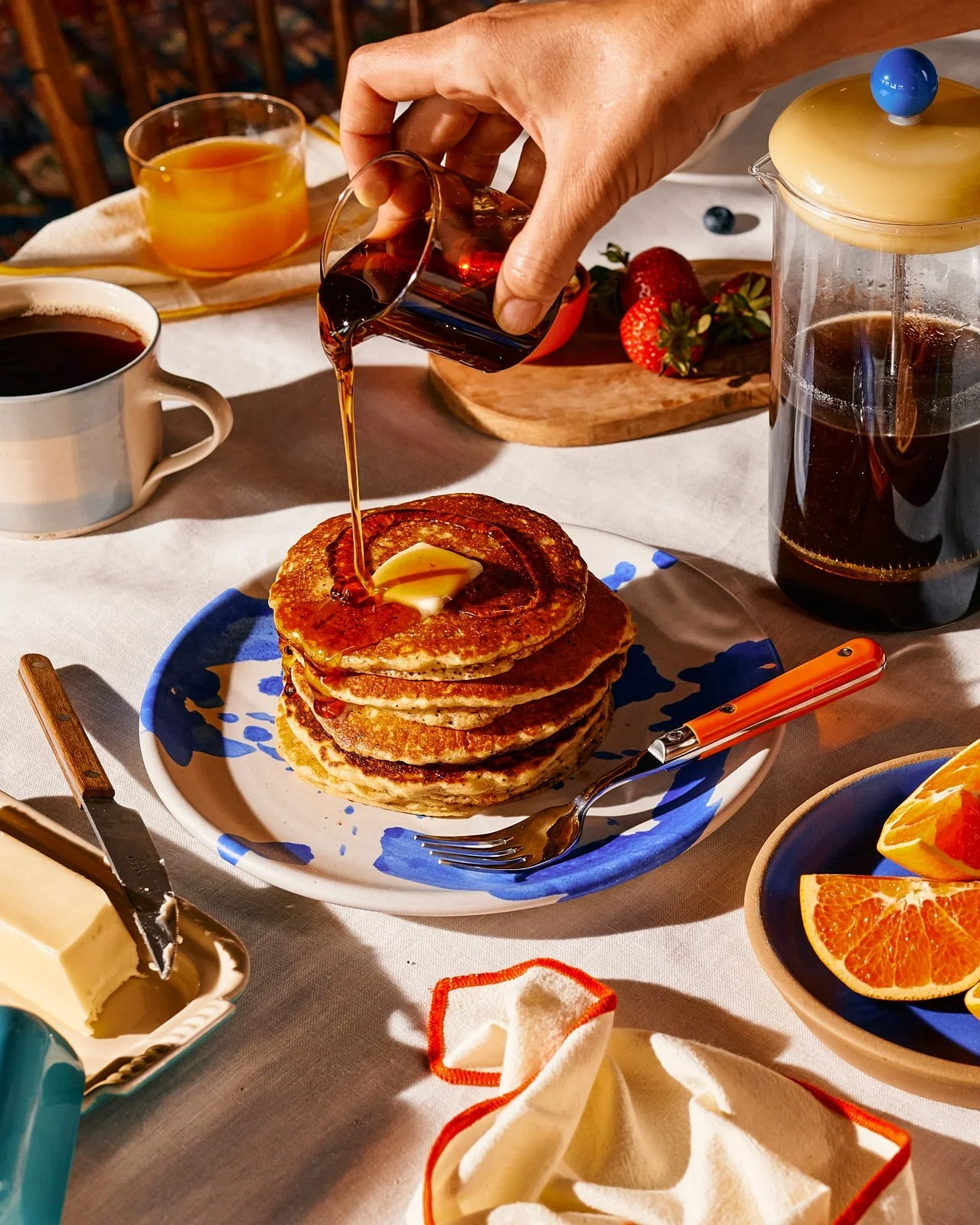 Long Table Pancakes product photoshoot in Austin, Texas. Images by Mackenzie Smith photographer. Production coordinator was Janai Cano