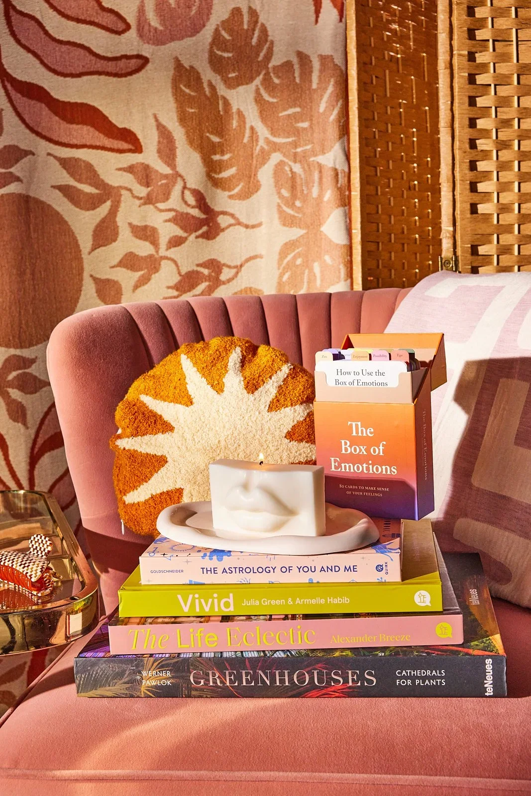 A product photograph styled by Janai Cano for Summer Noon's brand launch, featuring various products offered by them, photograph by Mackenzie Smith in Austin, Texas. Prop styling by Candice Putter.