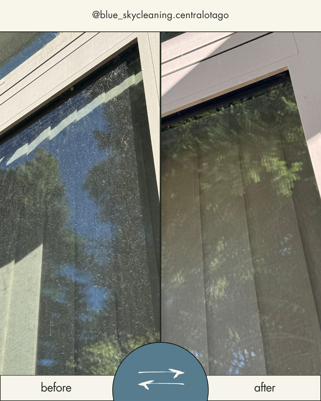 High window cleaning service at a residential house in Wanaka, New Zealand, showing professionally cleaned upper-level windows with clear views and natural light.