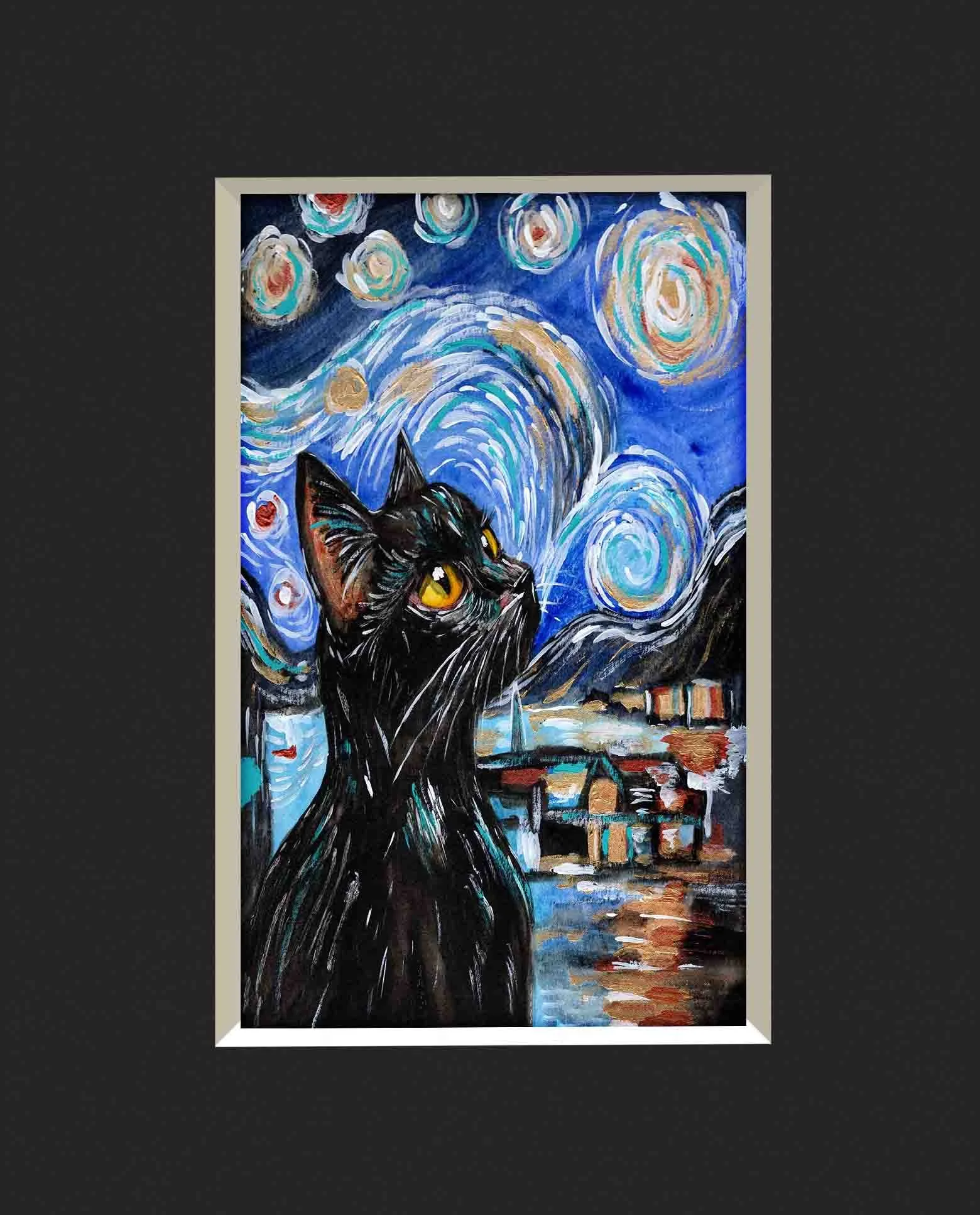 Starry Cat Matted.jpg