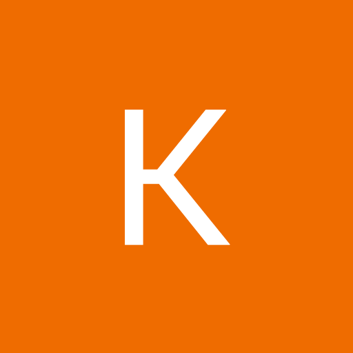 Orange background with a white letter 'K' in the center.