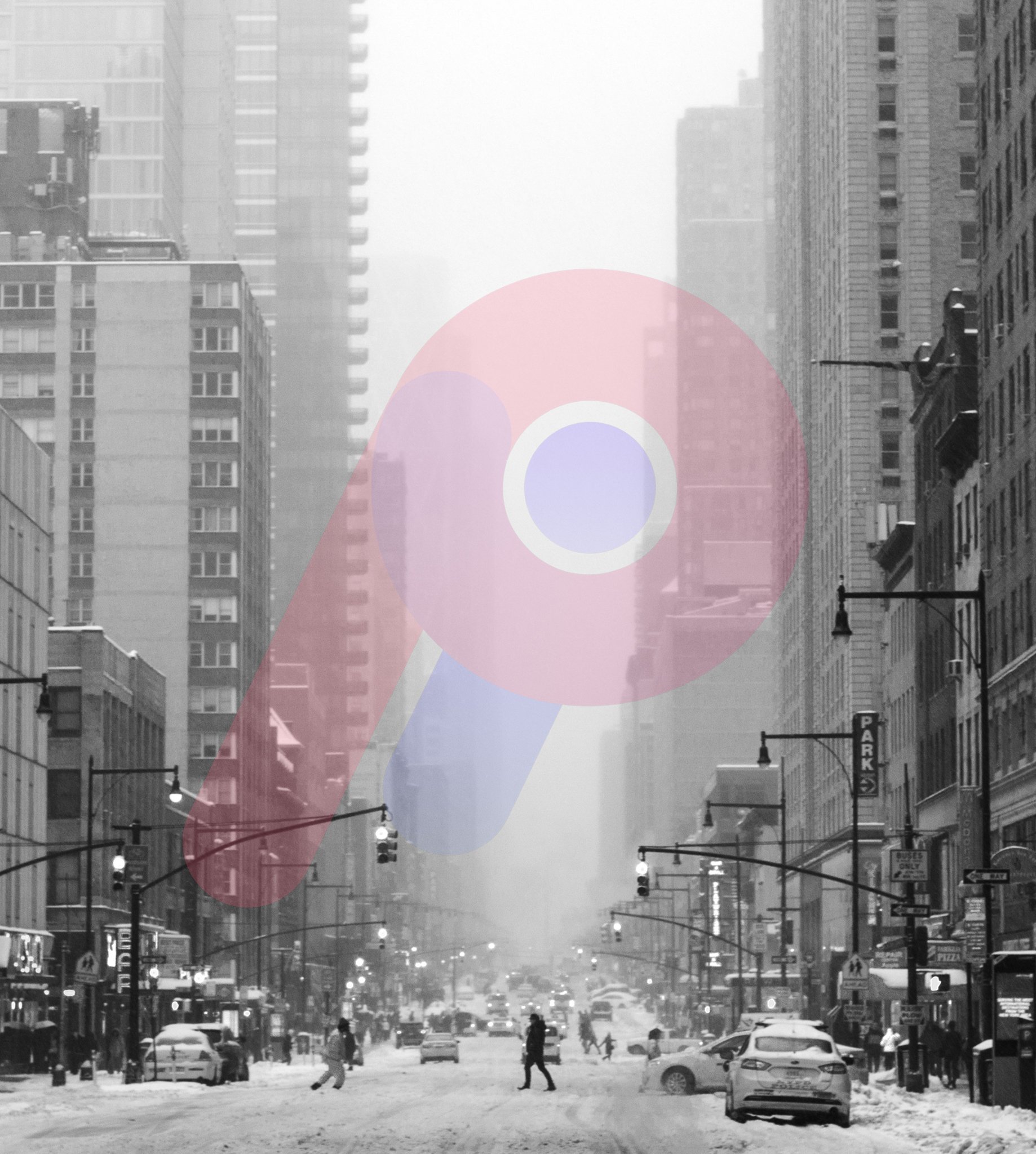 New York Blizzard on Black and White FIlm