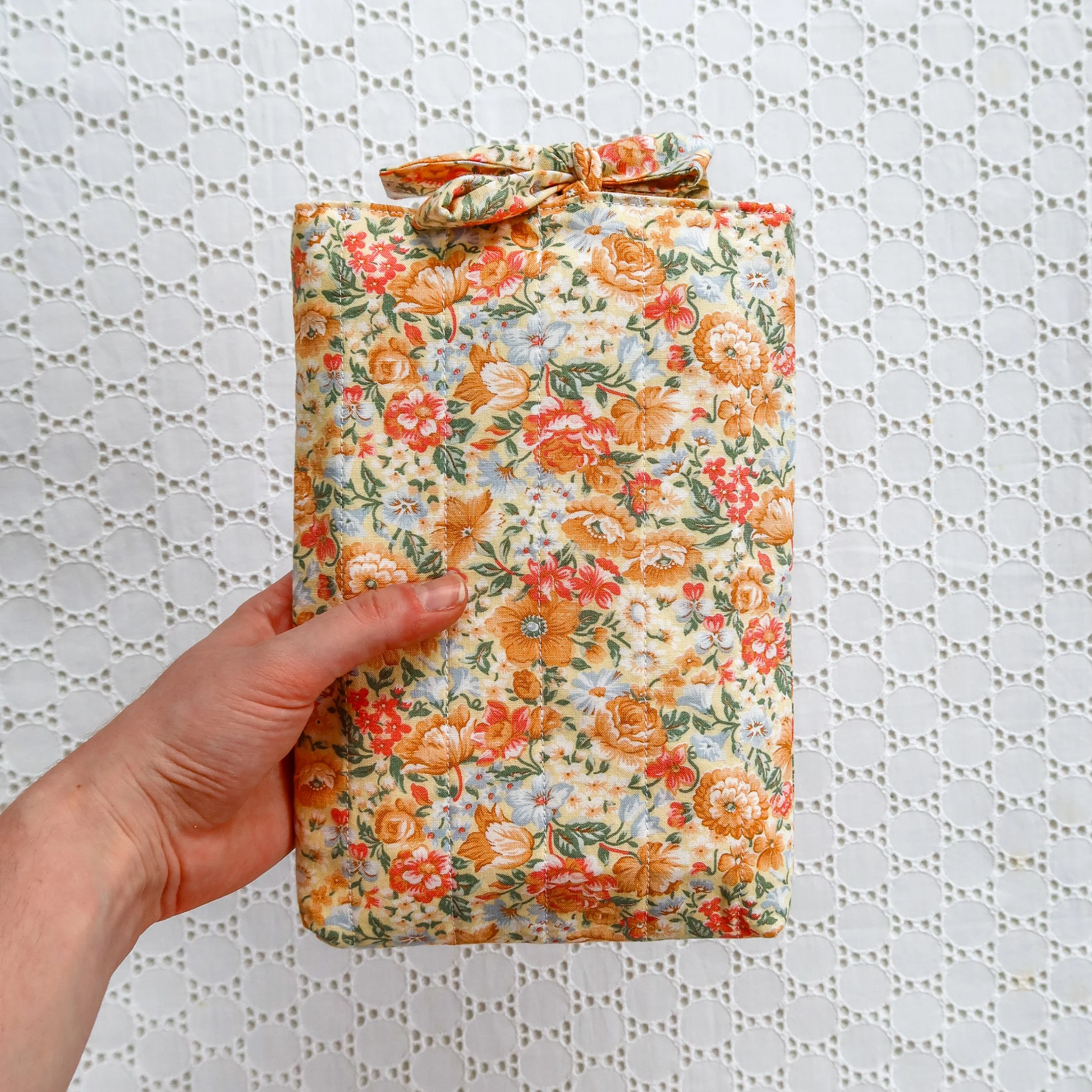 Quilted Book Sleeve - Floral Orange