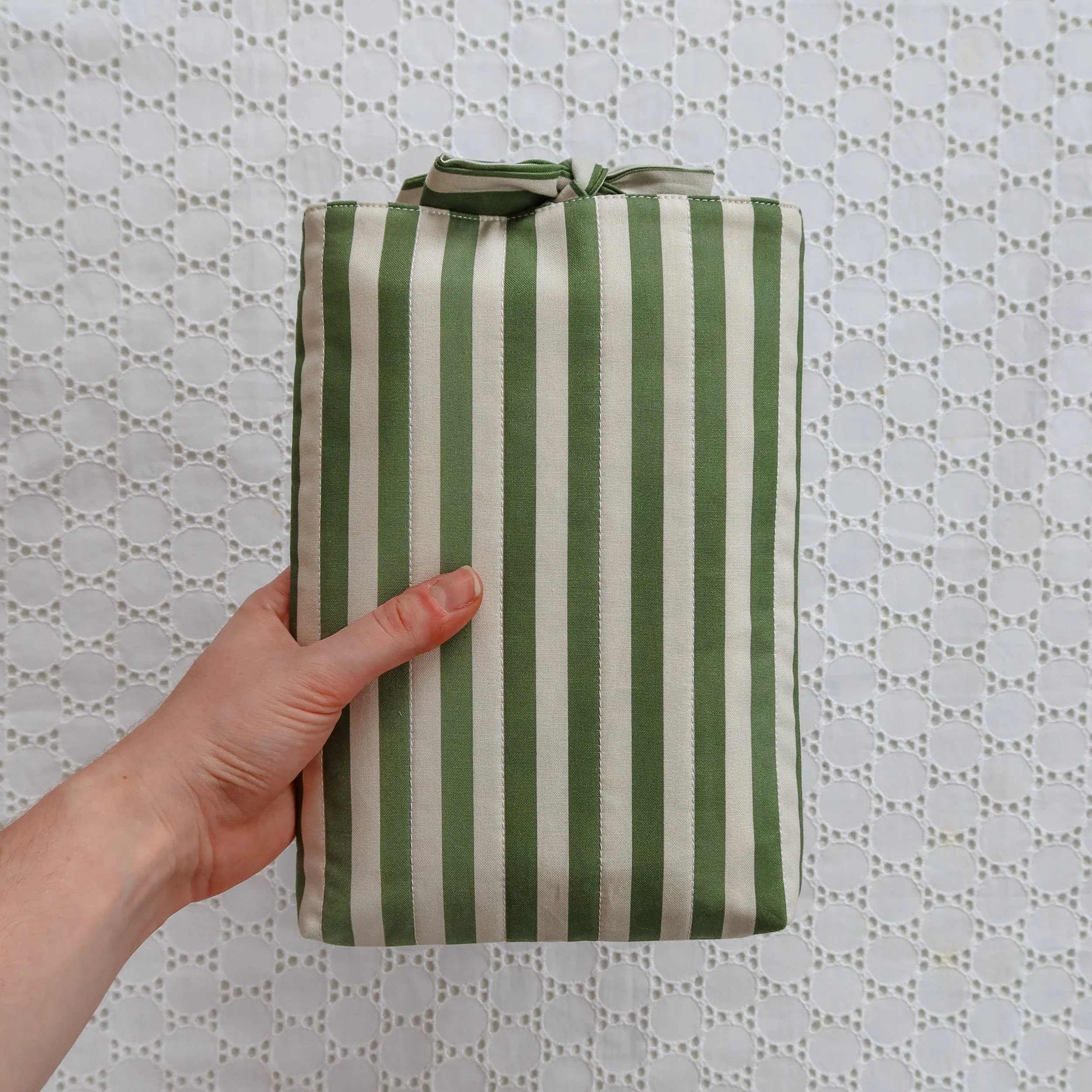 Quilted Book Sleeve - Green Stripe
