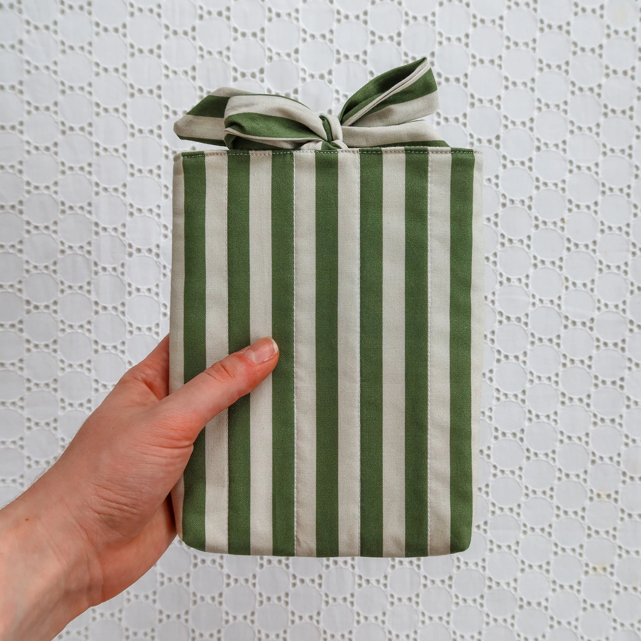 Quilted e-Reader Sleeve - Green Stripe