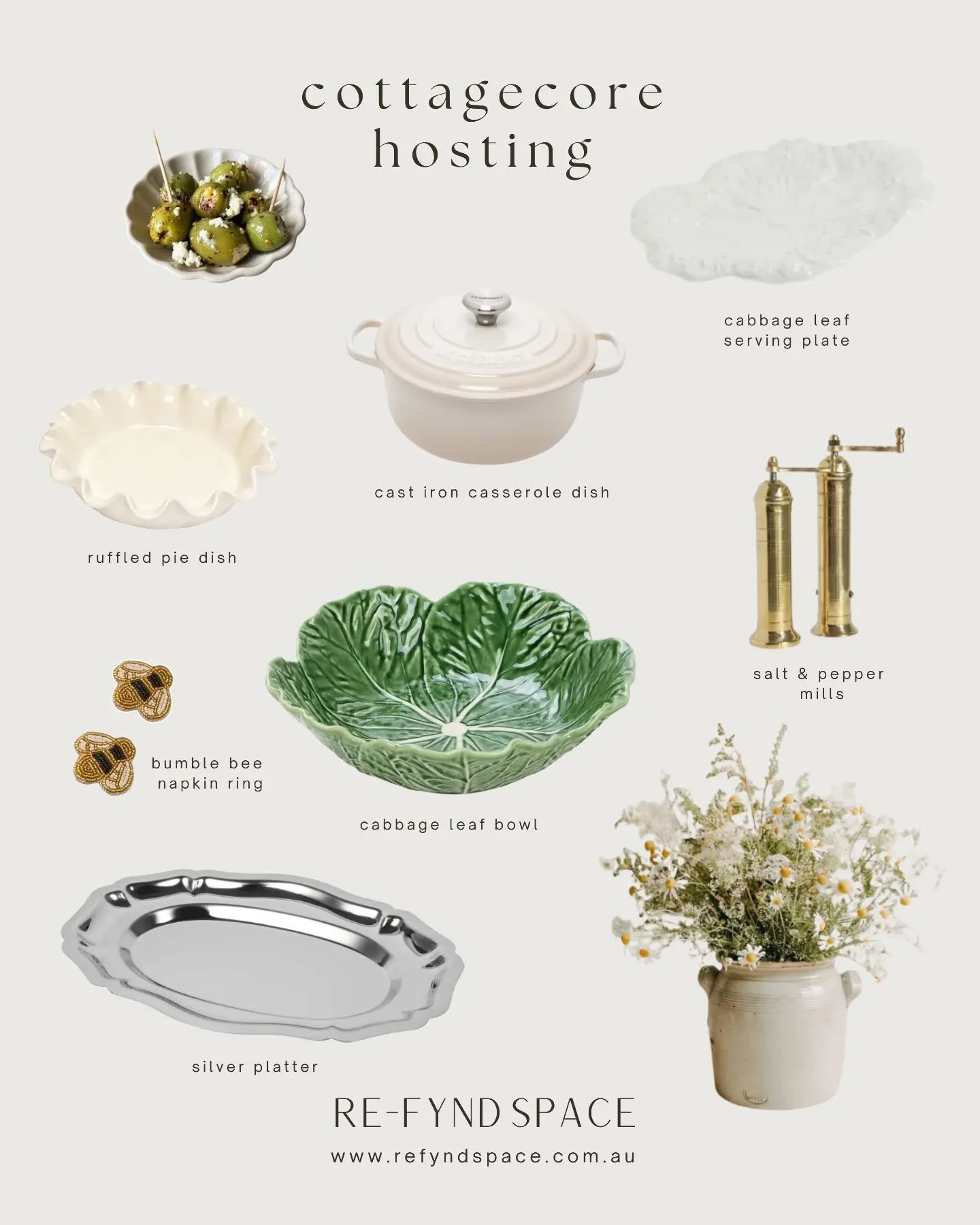 My YouTube algorithm has been showing me so many spring resets in the english countryside and I now need a cabbage leaf salad bowl and a holiday to the Cotswolds 🥬🫧

1. Marks &amp; Spencer - Cabbage Plate White $23.99&nbsp;
2. Peter's Of Kensington