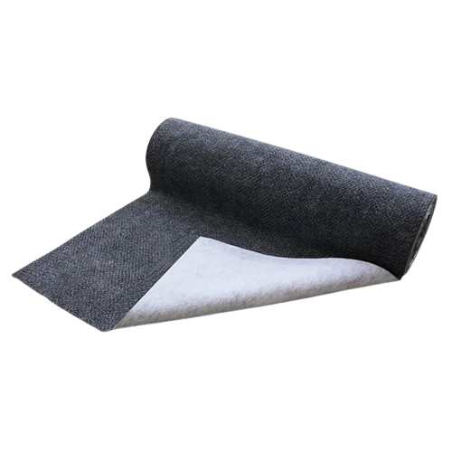 Rug Grip Rolled dark gray non-slip rug with a corner folded back to show the backing to sit beneath mats to stop them from shifting