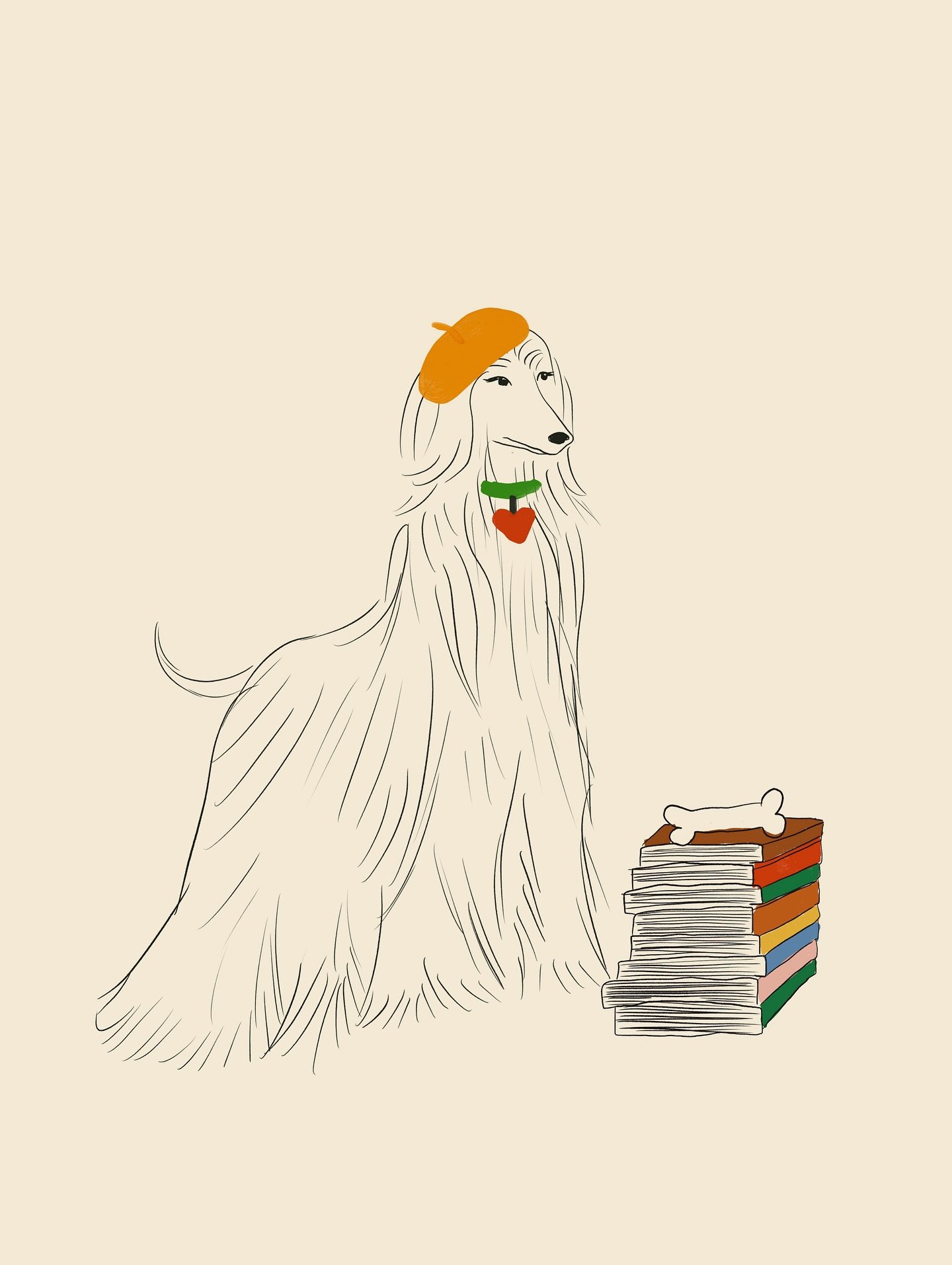 The poet is present 🐶 🦴 📚 
.
.
.
.
#illustration #womenillustrators #emergingillustrator #freelanceillustrator #freelanceillustration #editorialillustrator