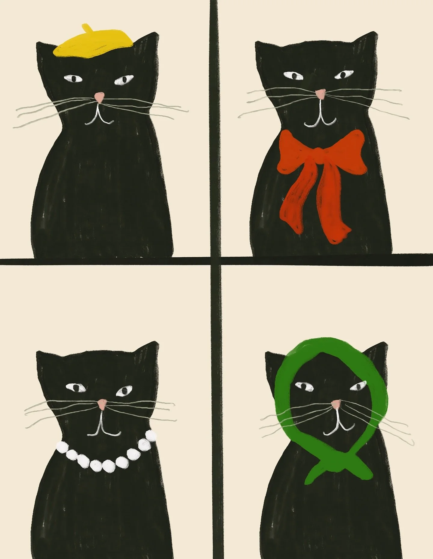 Outfit planning for Thanksgiving 🐈&zwj;⬛ 
.
.
.
.
#illustrations #womenillustrators #catillustration #editorialillustrator #freelanceillustration #freelanceillustrator