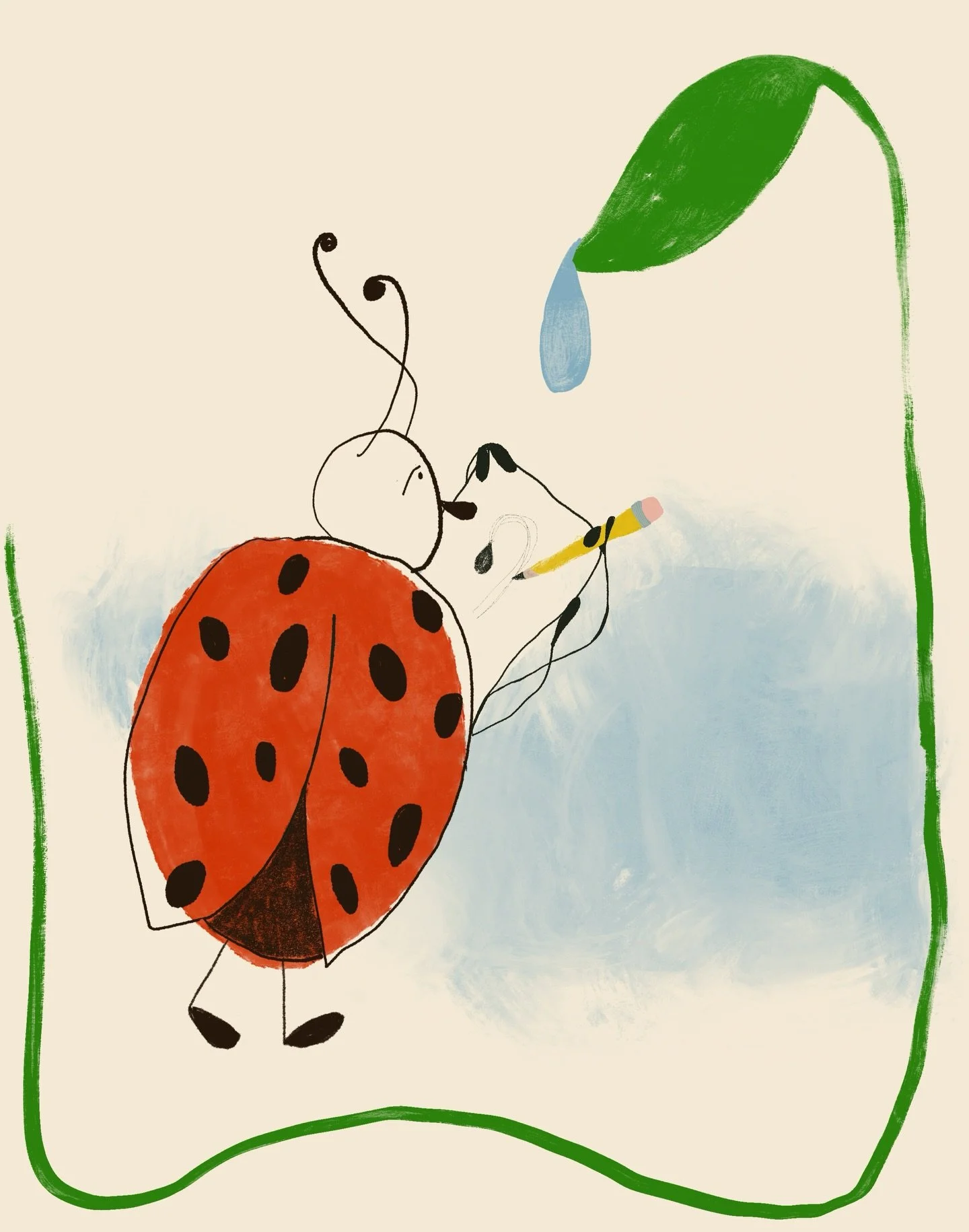 The Artist 🐞 💧 🌱 
.
.
.
.
.
#illustrationworks #whimsicalillustration #whimsicalart #freelanceillustration #editorialillustrator