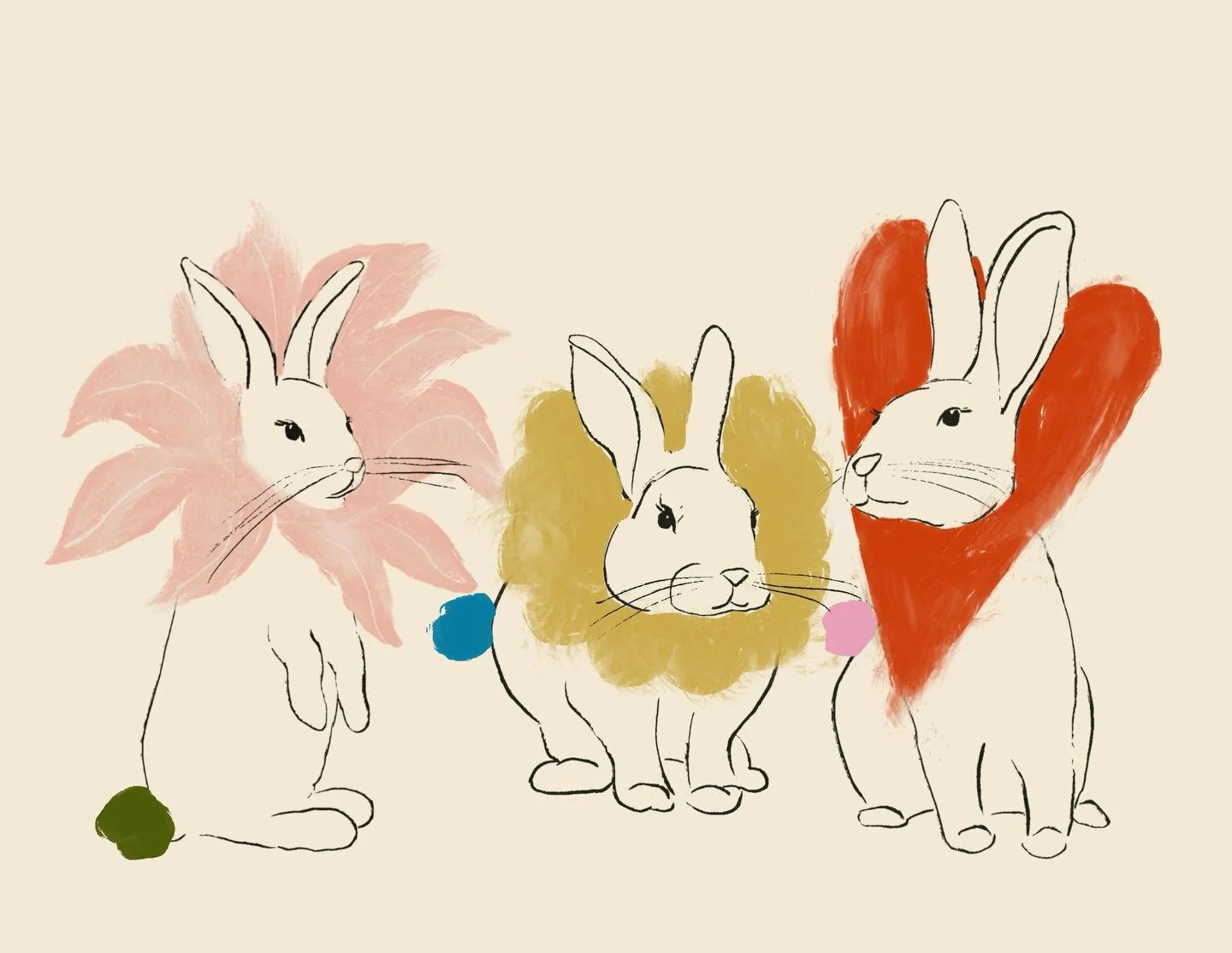 Festive bunnies 🌼&hearts;️
.
.
.
#easterillustration #whimsicalillustration #whimsicalartwork #eclecticart #modernillustration