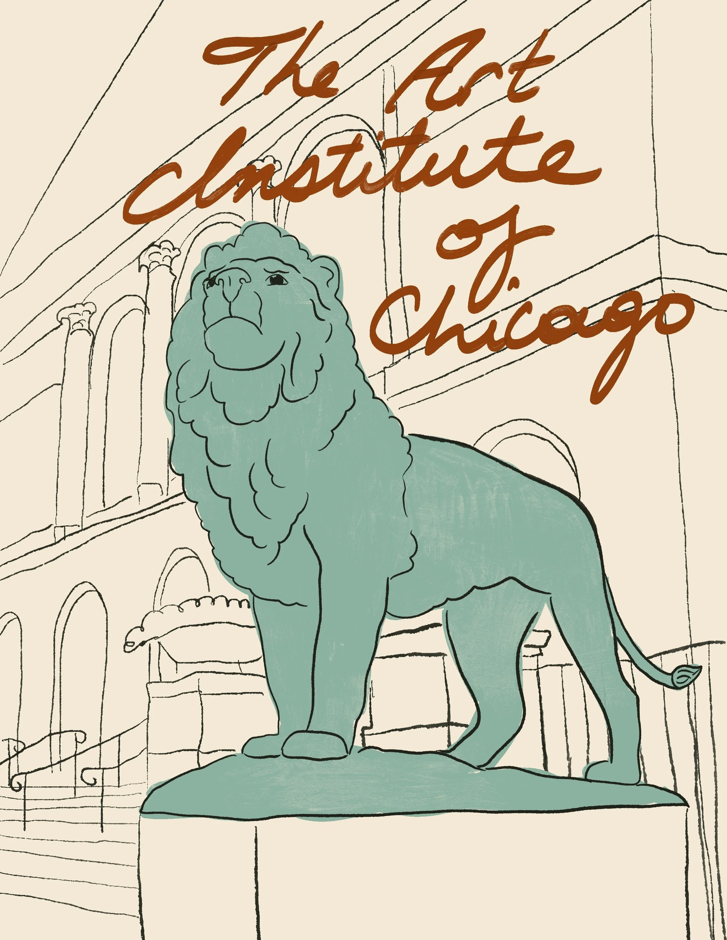 Green lions of @artinstitutechi 
.
.
.
.
#chicagoillustrator #womenillustrators #freelanceillustration #freelanceillustrator #editorialillustrator