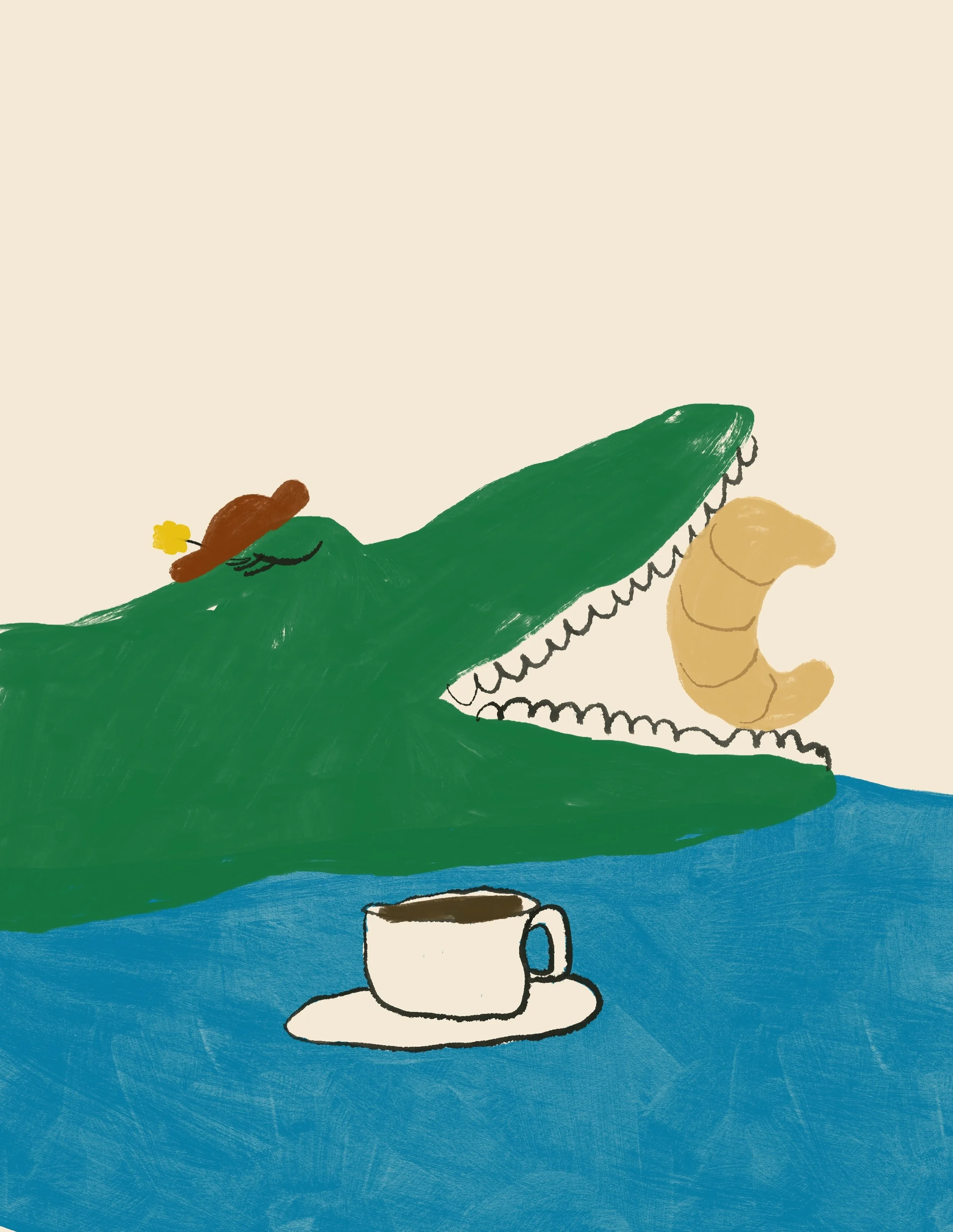 Hope your coffees are strong and croissants buttery 
.
.
.
.
.
#illustration #womenillustrators #freelanceillustrator #editorialillustrator