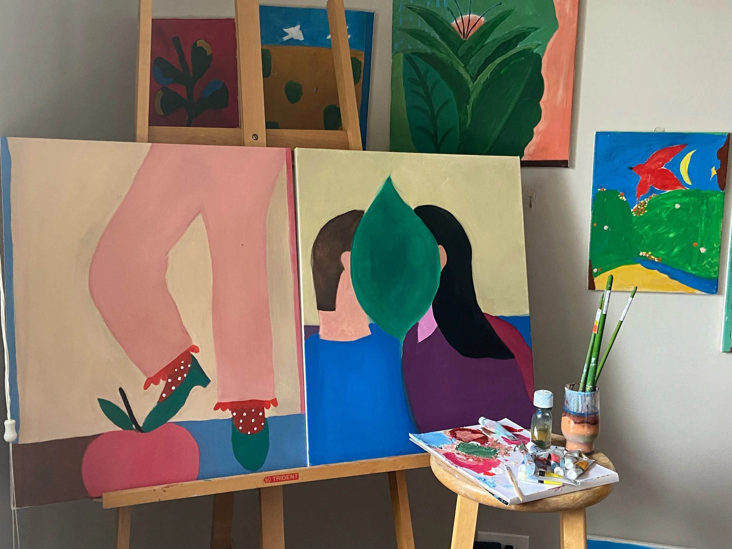 Newest oil paintings/ in the studio 
.
.
.
#contemporarypaintings #oilpaintingoncanvas #womenpainters #chicagoartist