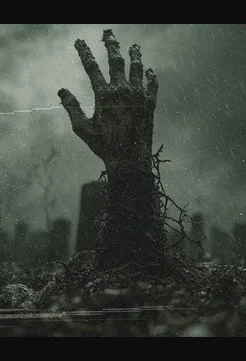 hand reaching up from the grave