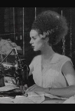 the bride sewing