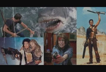 Chief Brody defeating the shark in Jaws, Ellen Ripley saving the day in Aliens, Sidney Prescott facing the killers in Scream and Ash Williams in his victory pose with his boomstick and chainsaw hand in Army of Darkness
