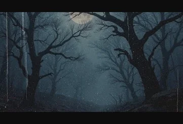 Eerie woods at night