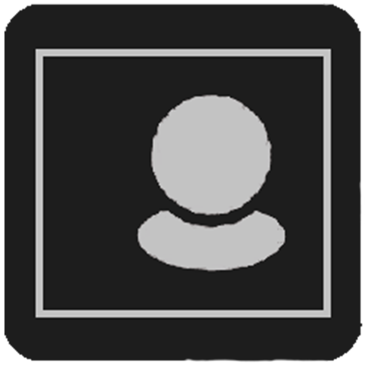 Silhouette of a user profile icon on a black background.