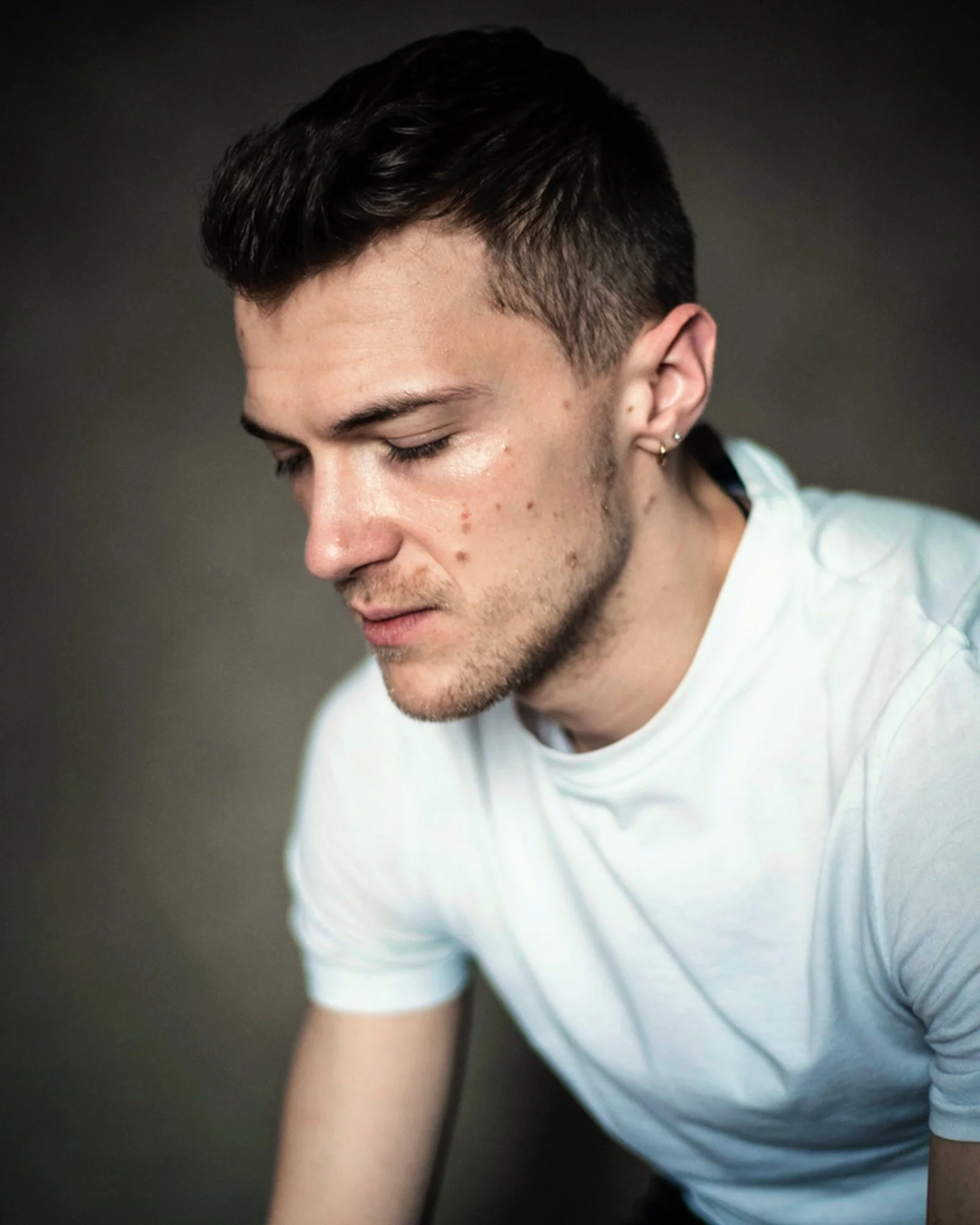 portrait of man with eyes closed