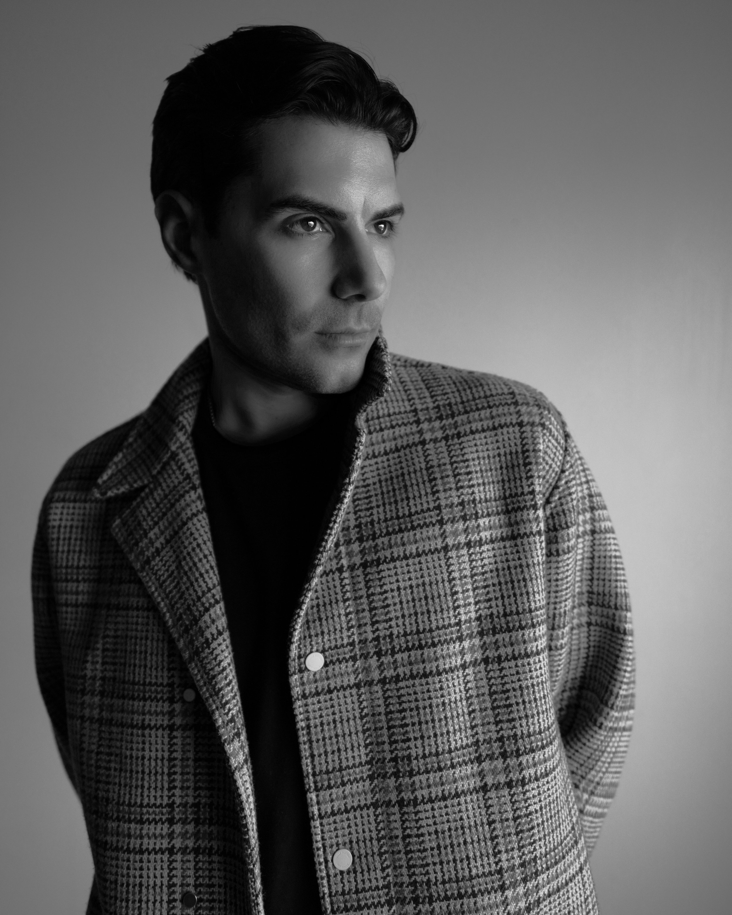 Greyscale portrait of a man