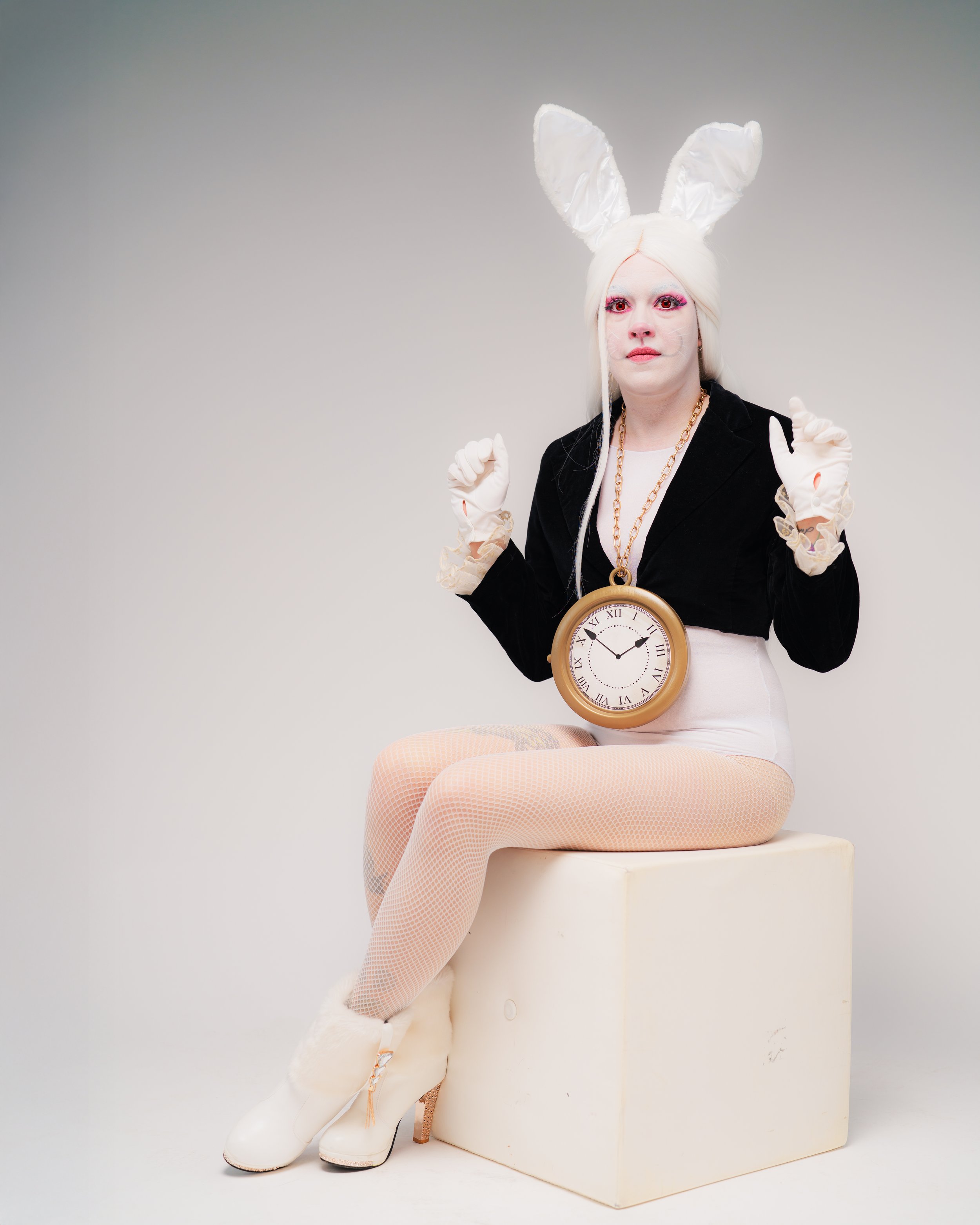 White rabbit is late for something