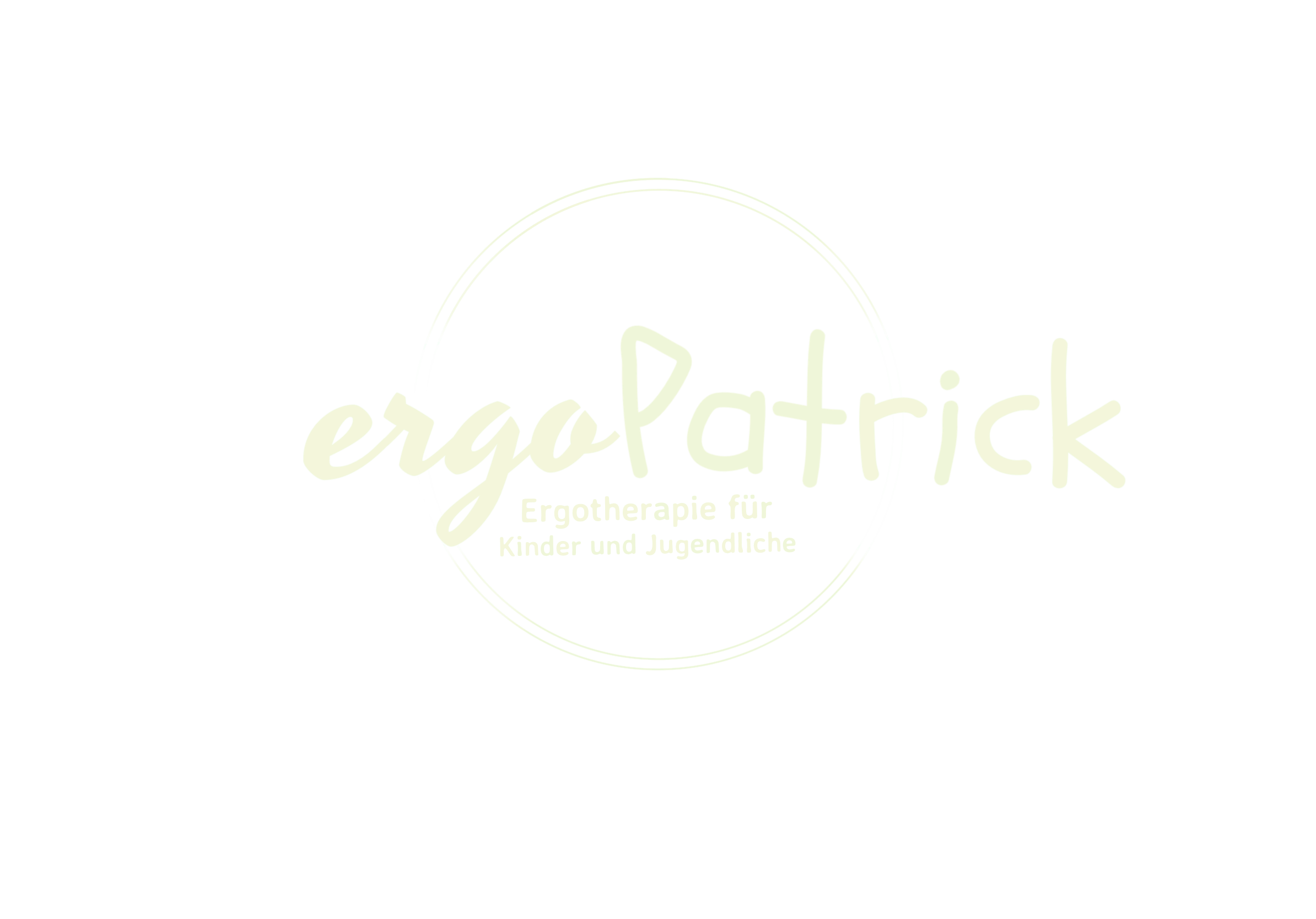 Logo der Ergotherapeutik mit einem kreisförmigen Design und den Worten: Ergotherapie für Kinder und Jugendliche.
