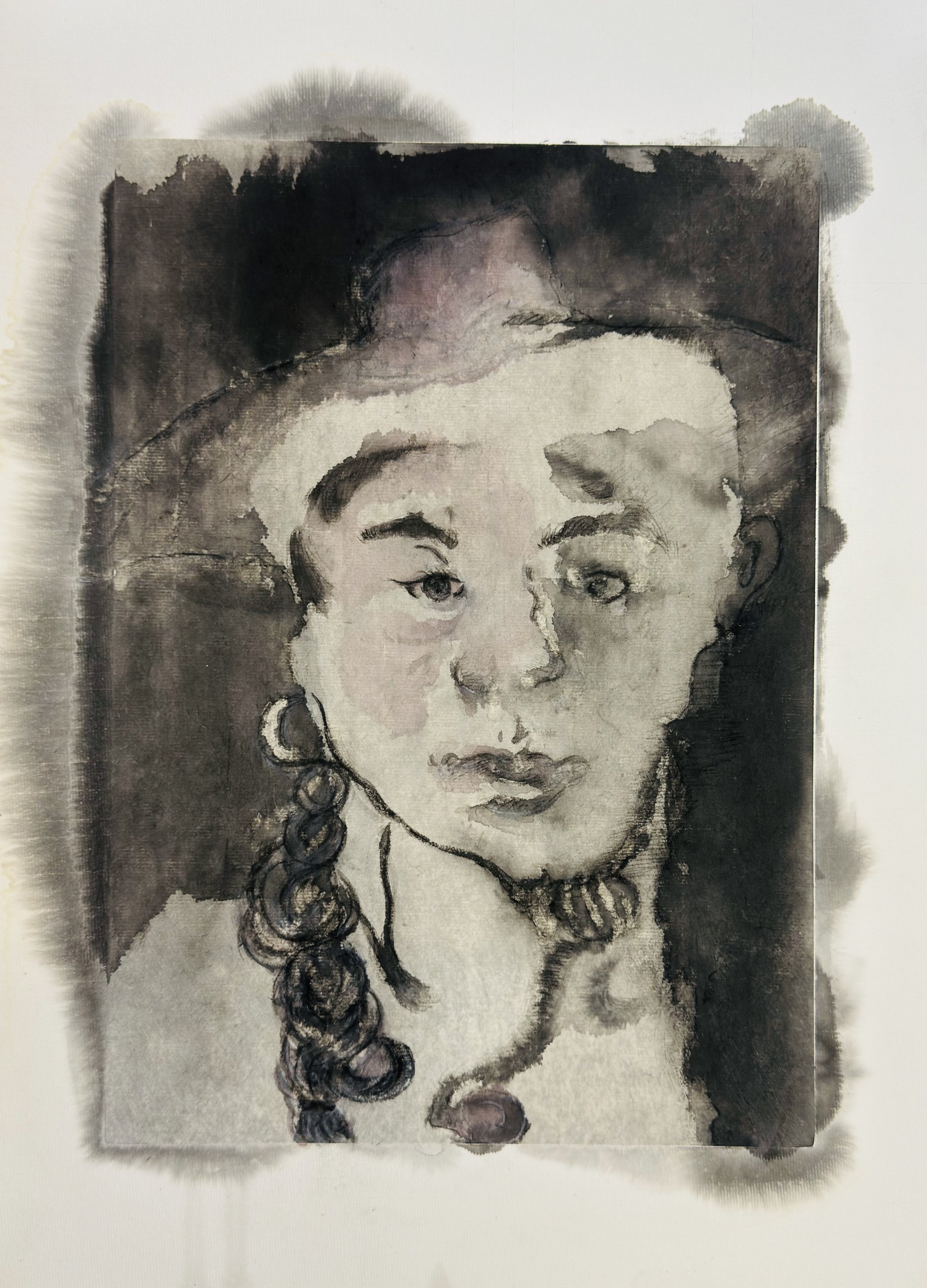 Fermata 延音记号 -
May, 2025, Chinese ink and color, charcoal on rice paper - 44 x 32 cm