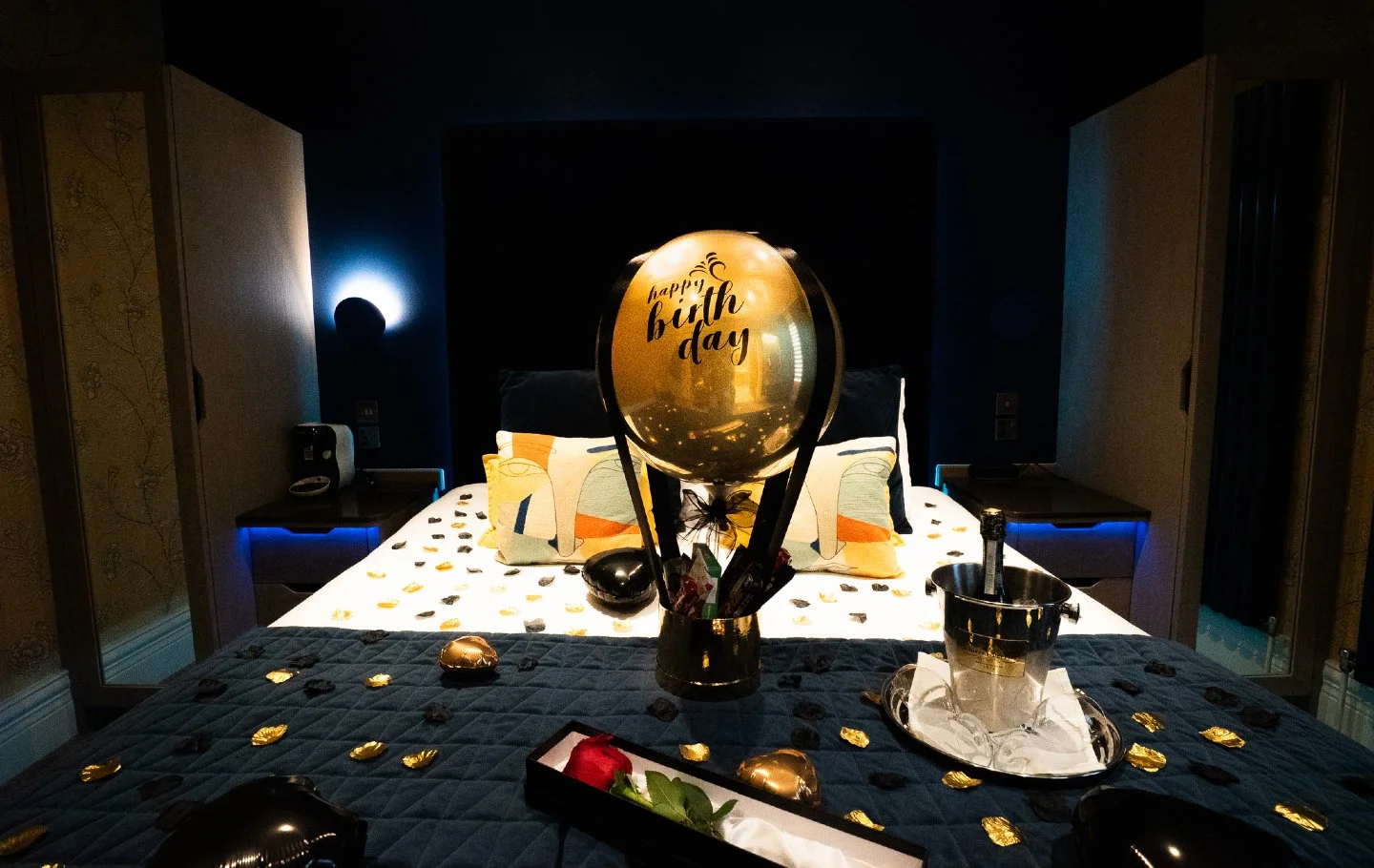 Because "happy birthday" hits different when there's Prosecco and petals waiting.

Upgrade their arrival into a proper moment &mdash; room dressed, bubbles chilled, surprise locked in before they even unpack.
What's included:
🎈 Chocolate-f