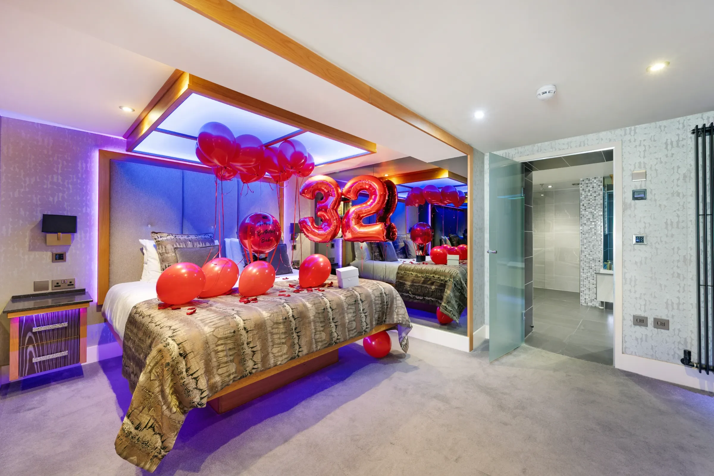 boutique church suites fantasy suite hotel package heart balloon prosecco chocolates