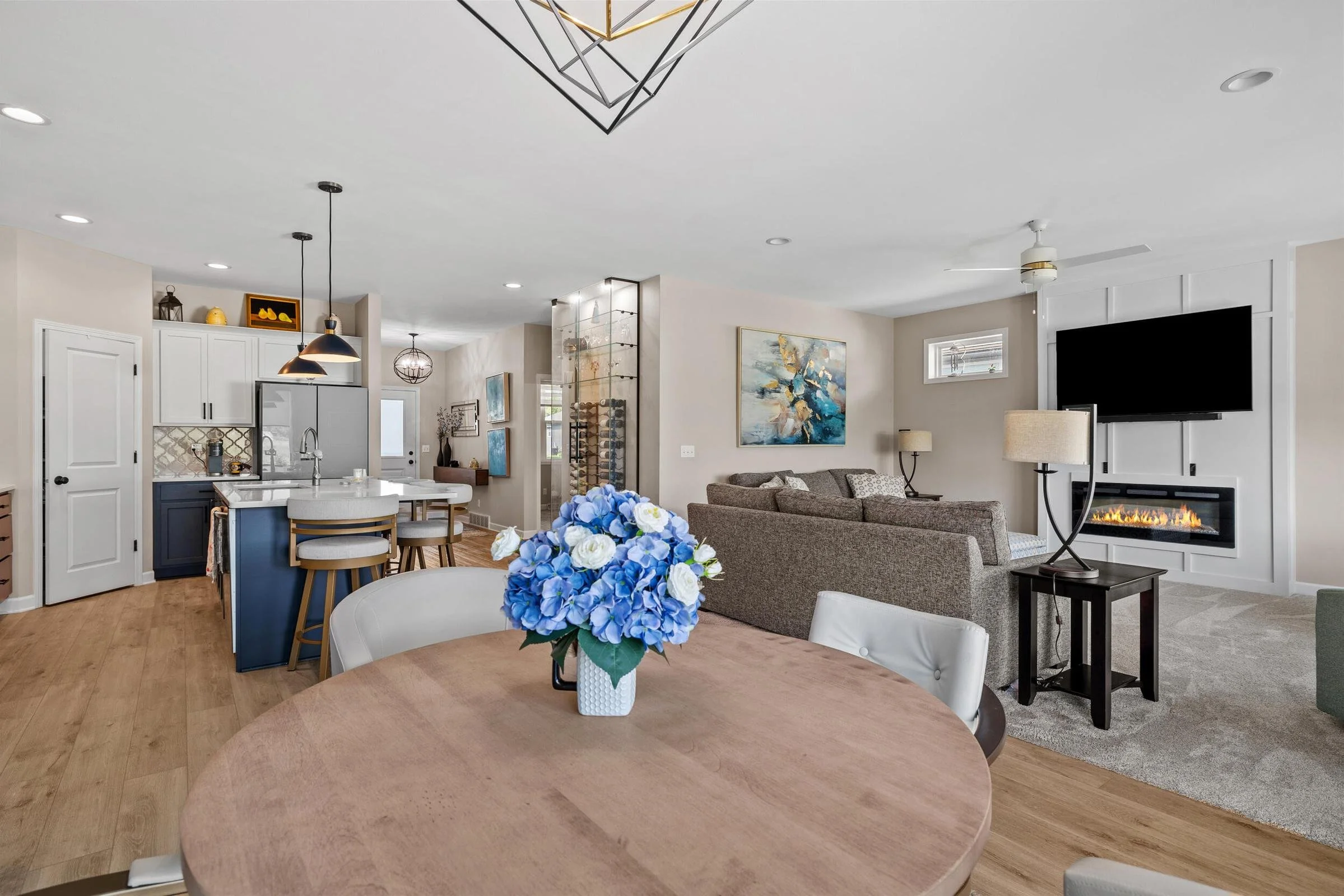open concept kitchen and dining