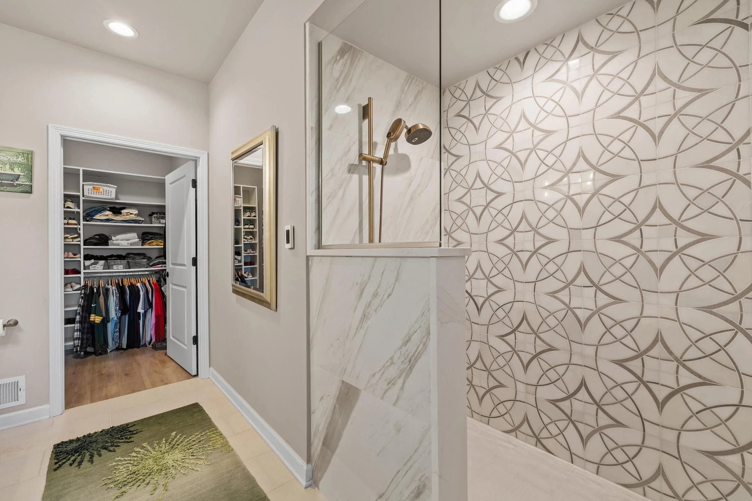 bathroom and closet